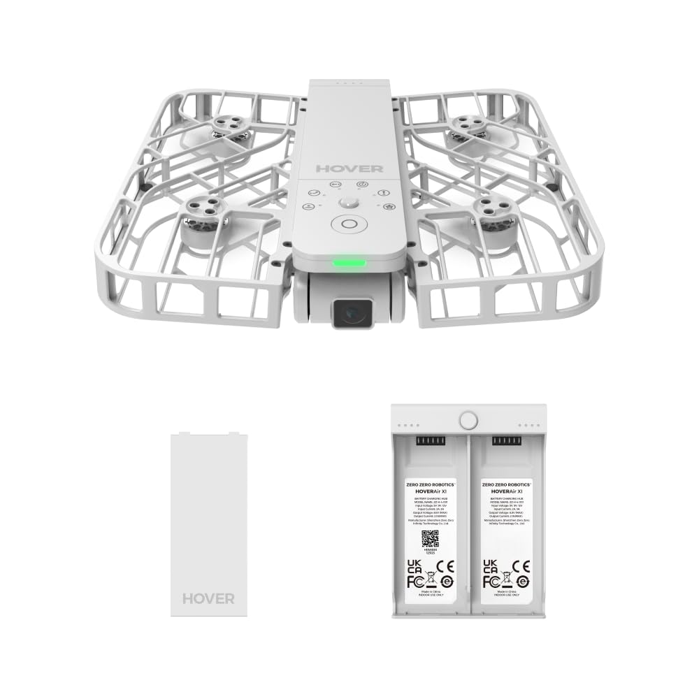 HOVERAir X1 Telecamera Auto-Volante, Video HDR con Drone Tascabile, Decollo sul Palmo, Percorsi di Volo Intelligenti, Follow-me Action Camera con Controllo a Mani Libere, Bianco (Combo)