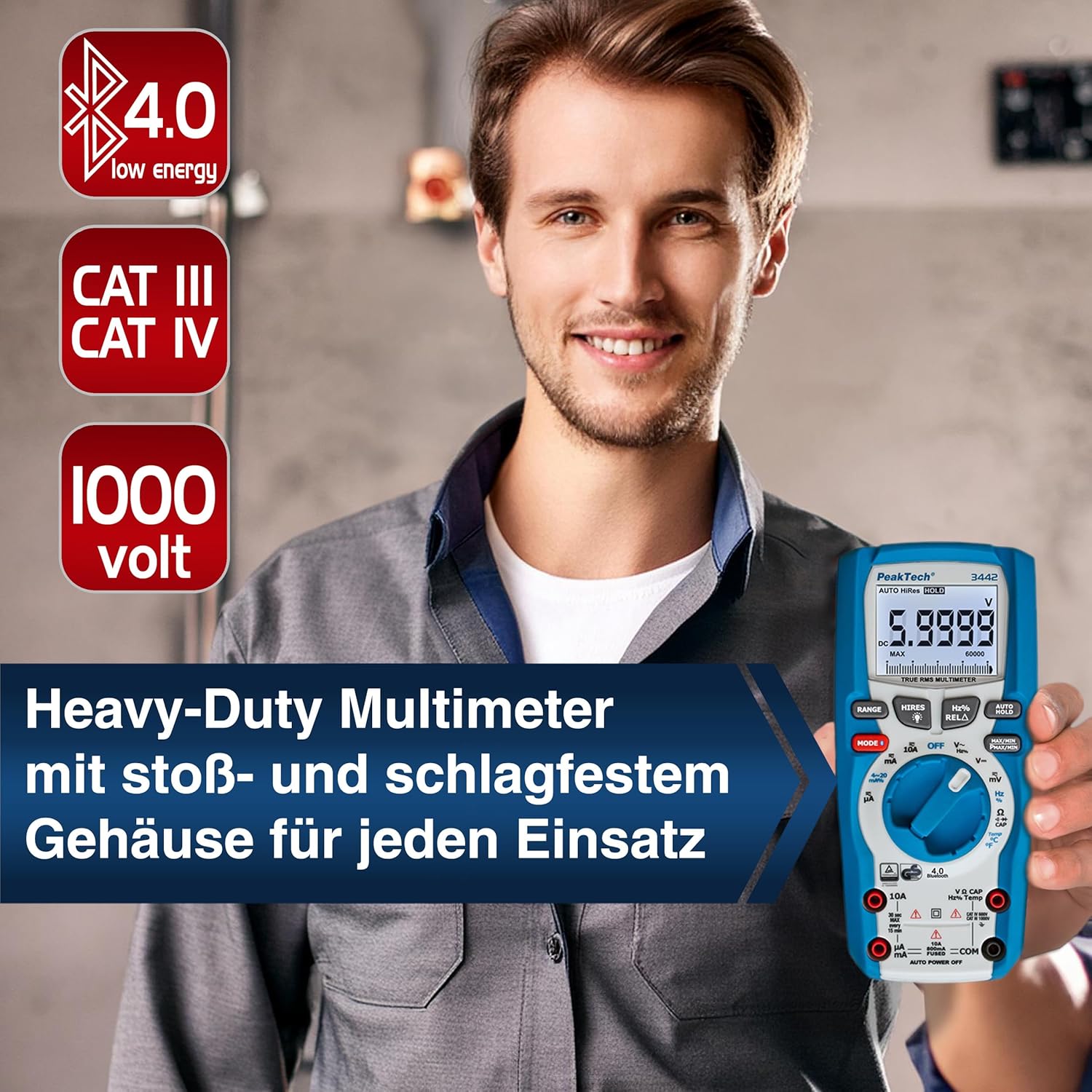 Peaktech 3442 - Multimetro Digitale True RMS Bluetooth 4.0 - immagine 4