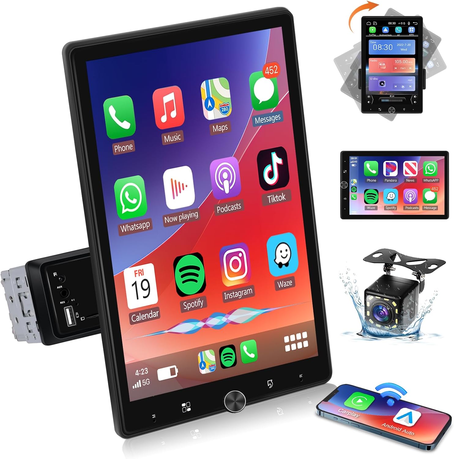 Vechtel Autoradio 1 Din con Carplay Android Auto Wireless - immagine 1