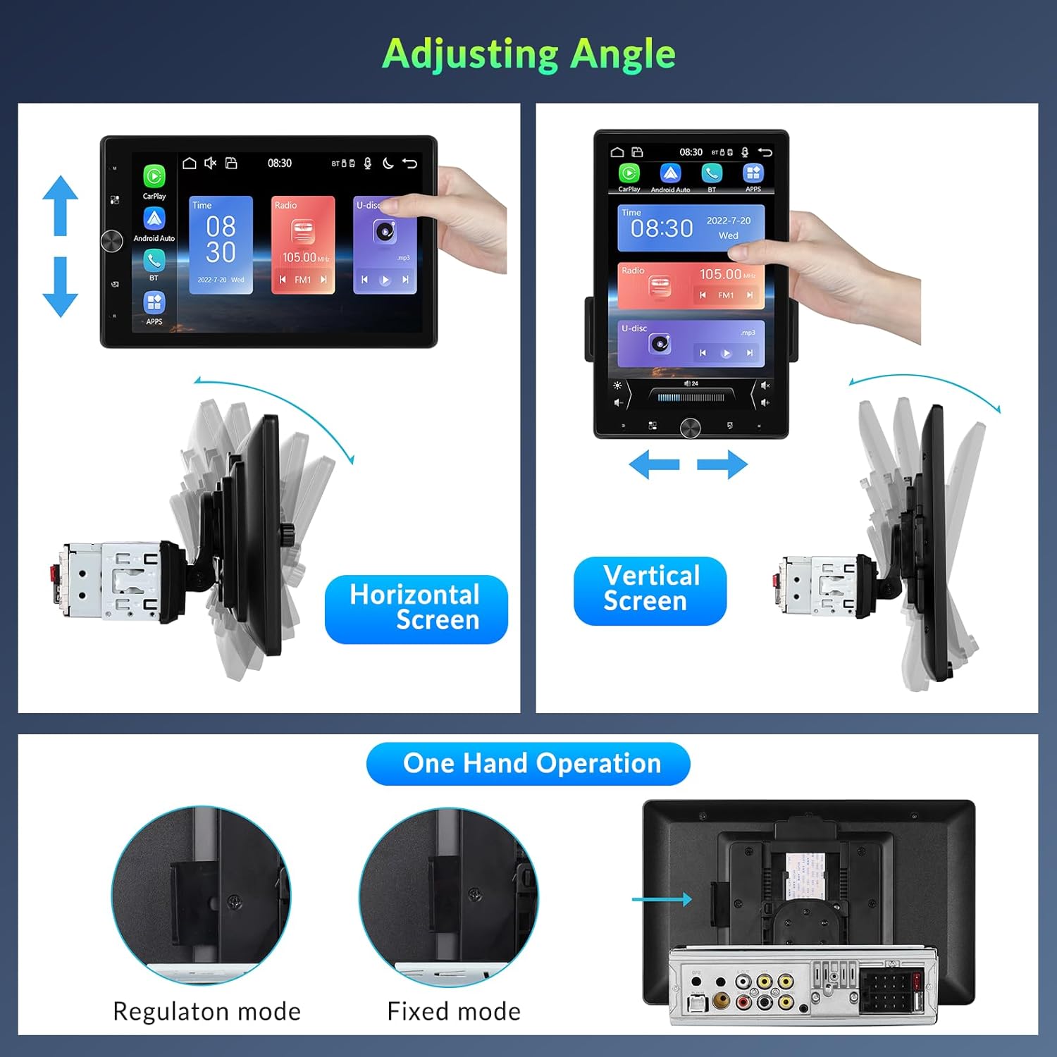 Vechtel Autoradio 1 Din con Carplay Android Auto Wireless - immagine 5
