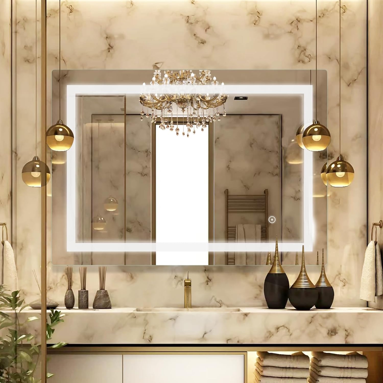 Sunrik LED Specchio Bagno 60x80cm con Interruttore Touch - immagine 5