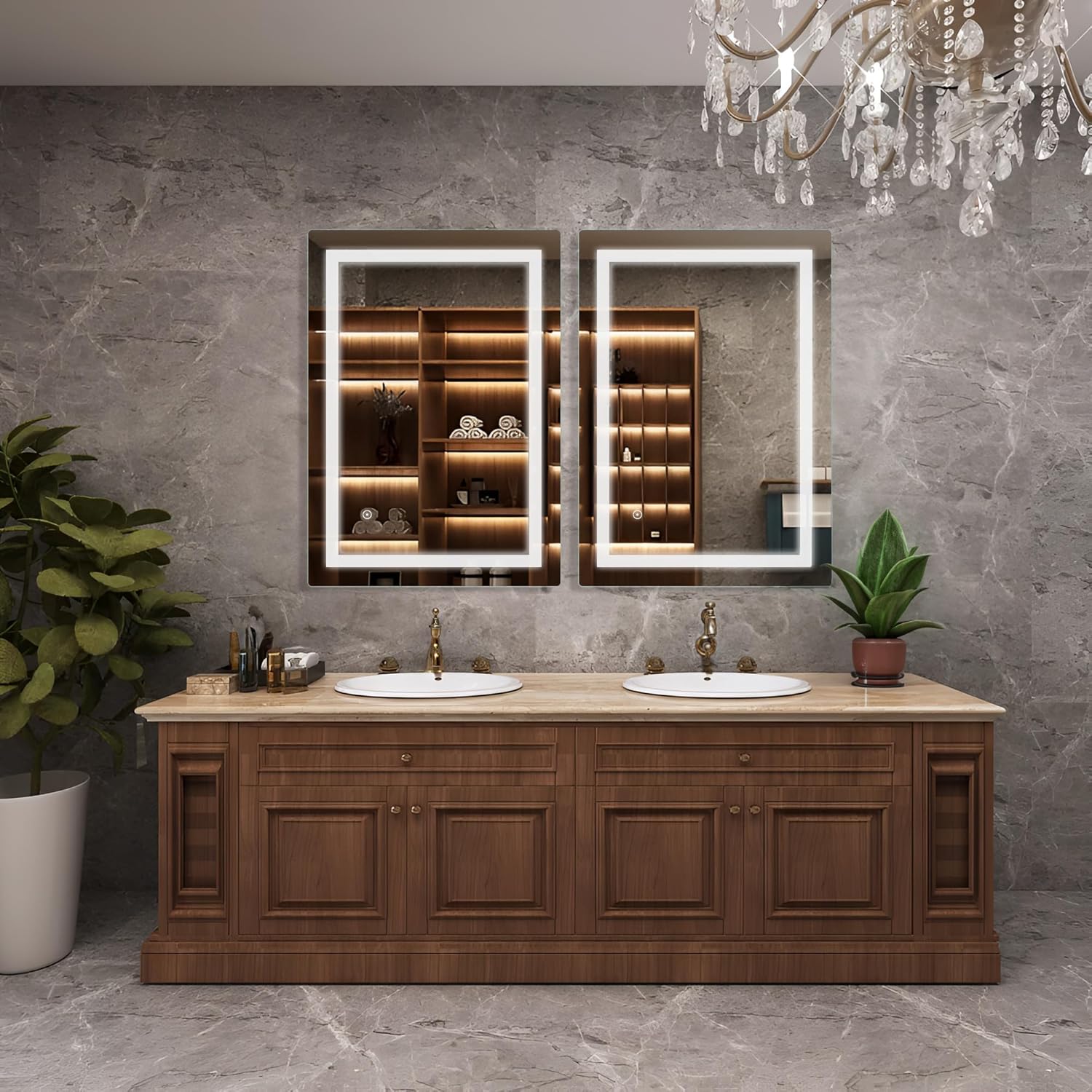Sunrik LED Specchio Bagno 60x80cm con Interruttore Touch - immagine 6