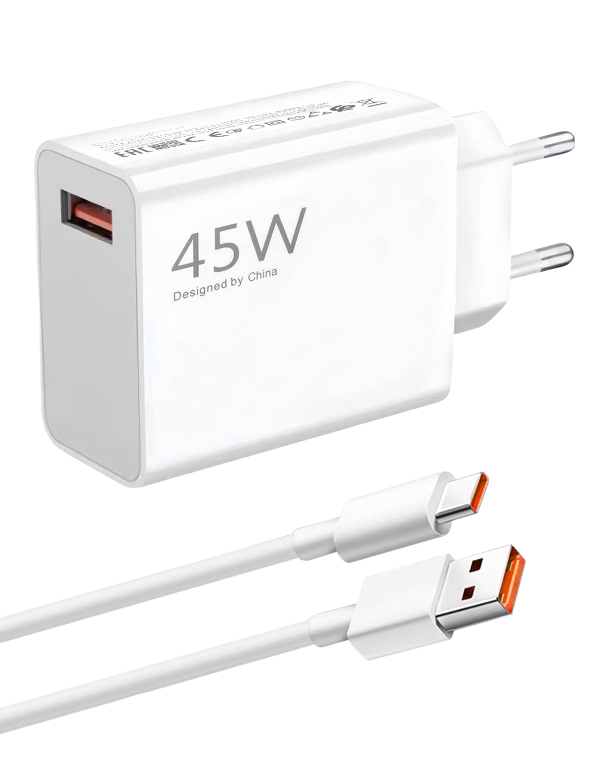 Caricatore USB C 45W Rapido con Cavo 2M