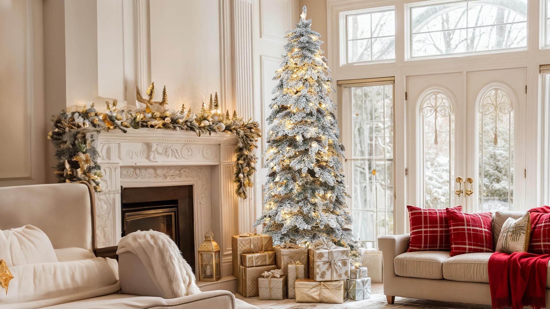 Yitahome Albero di Natale Artificiale con Neve 229cm