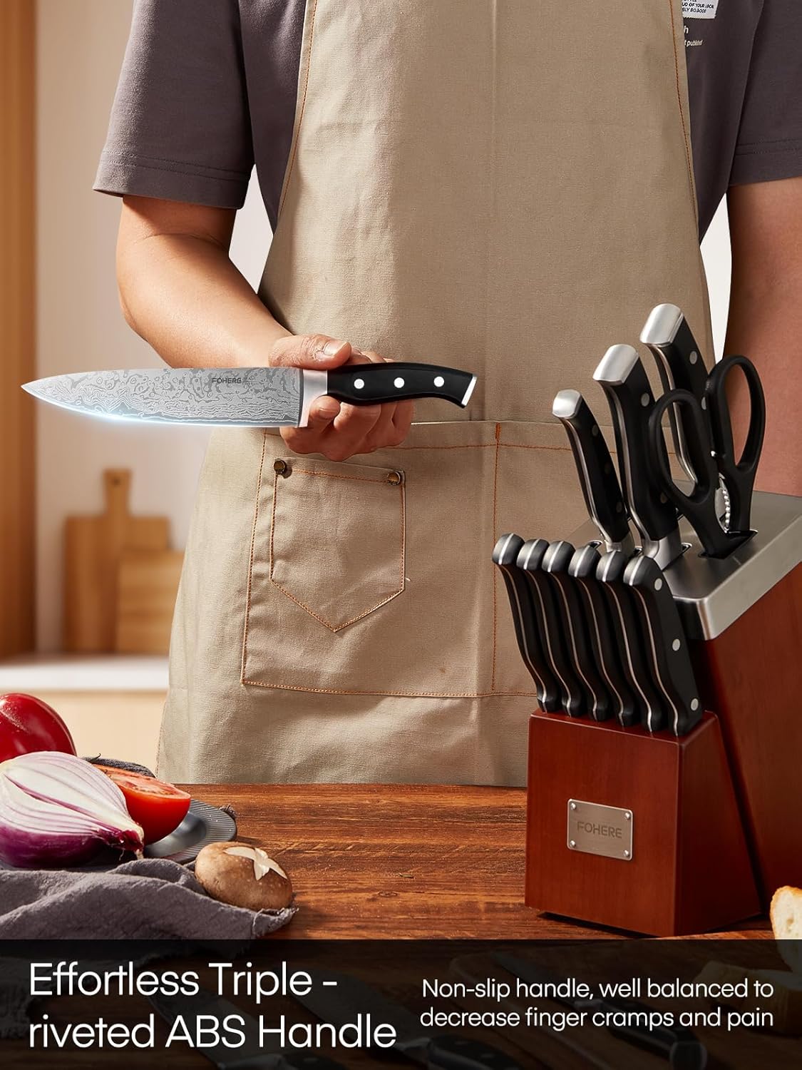 Fohere Set Coltelli da Cucina 14 Pezzi con Ceppo - immagine 6