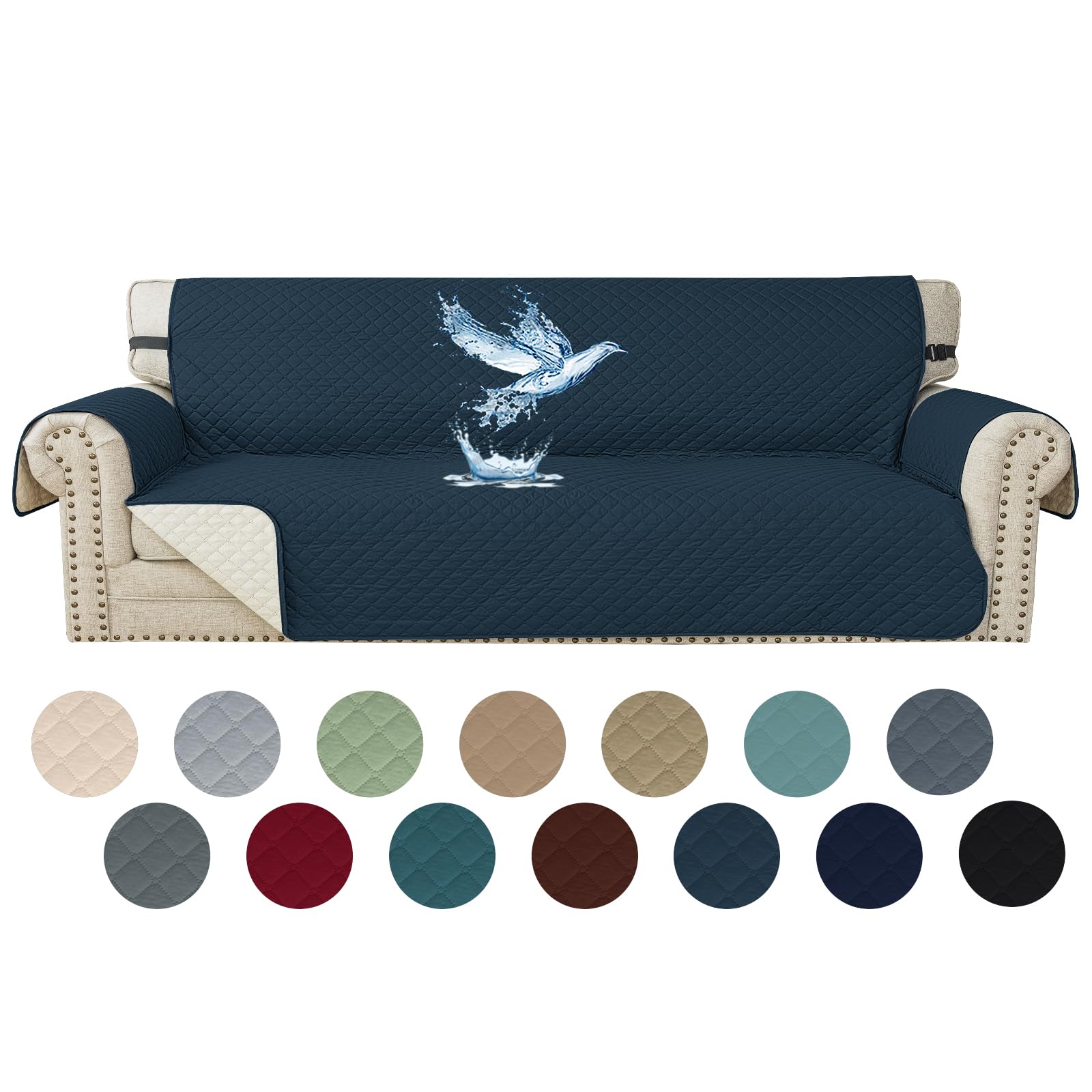 Copridivano 4 Posti Impermeabile con Braccioli, Blu Berlino