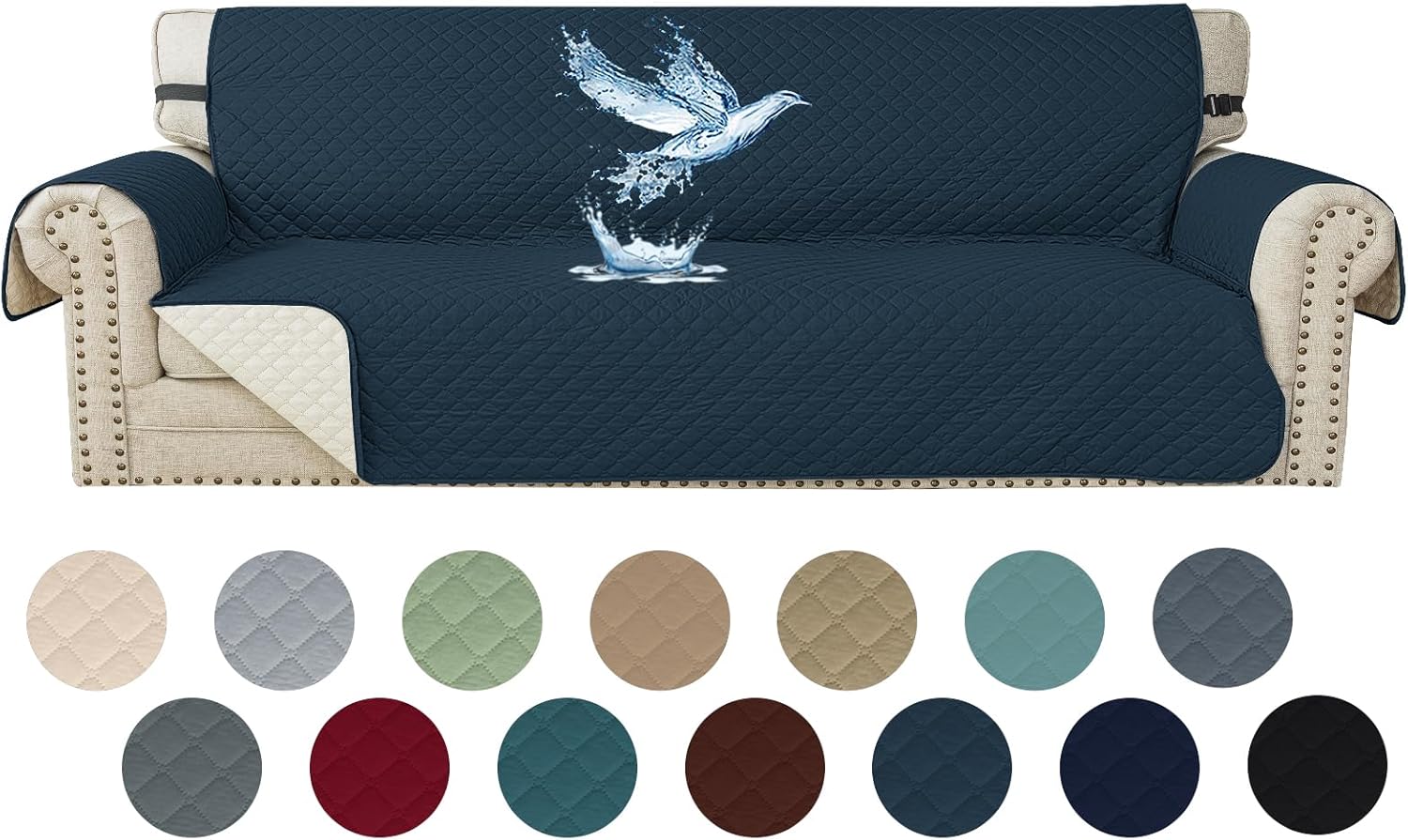 Copridivano 4 Posti Impermeabile con Braccioli, Blu Berlino - immagine 1