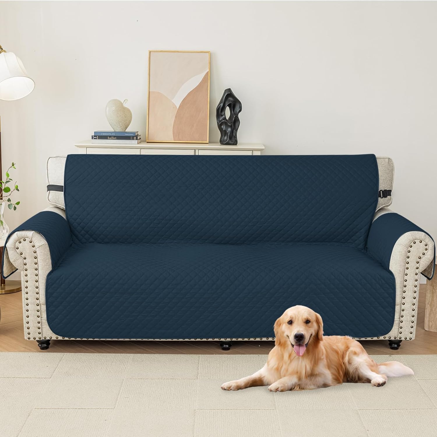 Copridivano 4 Posti Impermeabile con Braccioli, Blu Berlino - immagine 2