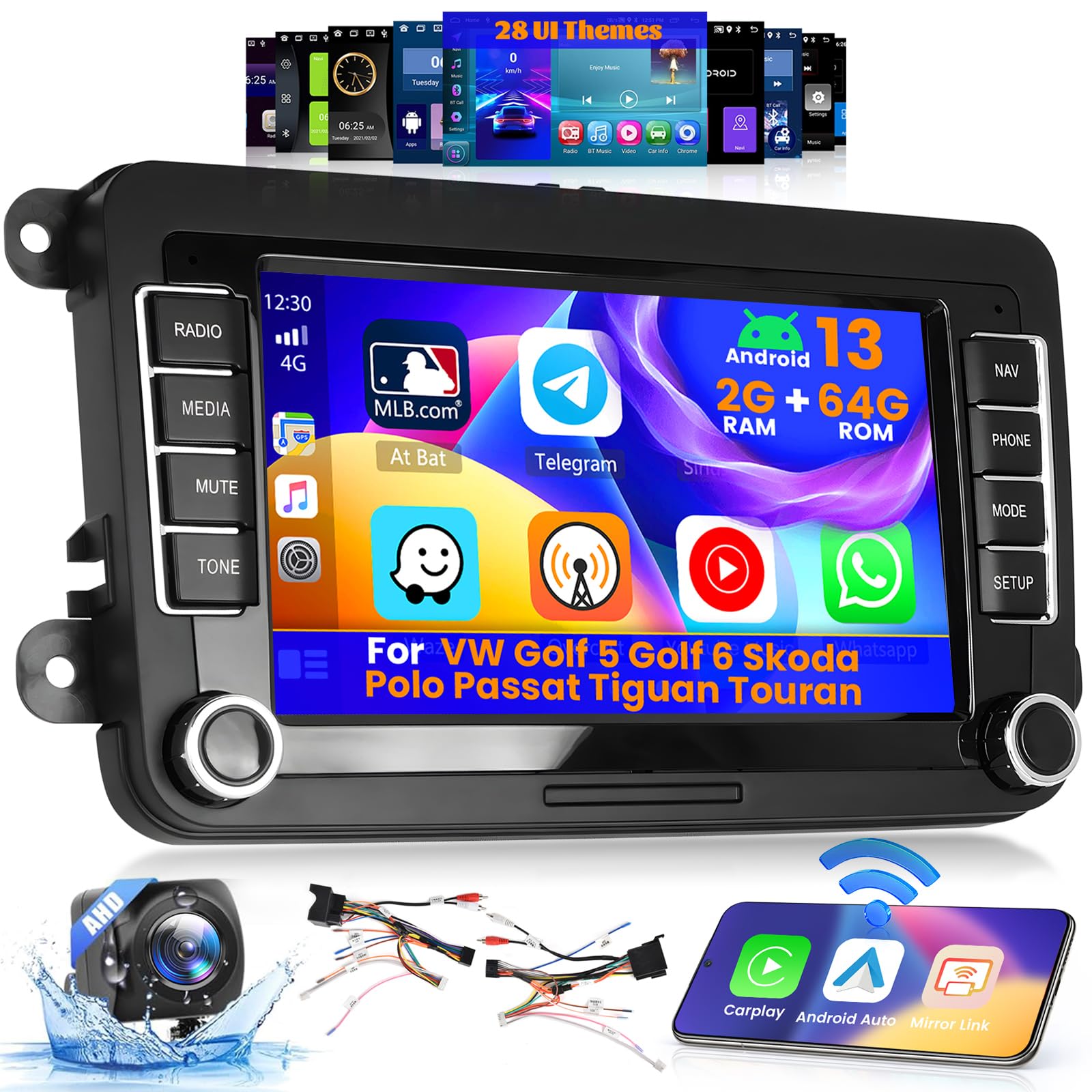 Autoradio Android 13 per VW Golf 5/6, Skoda, Polo, Passat