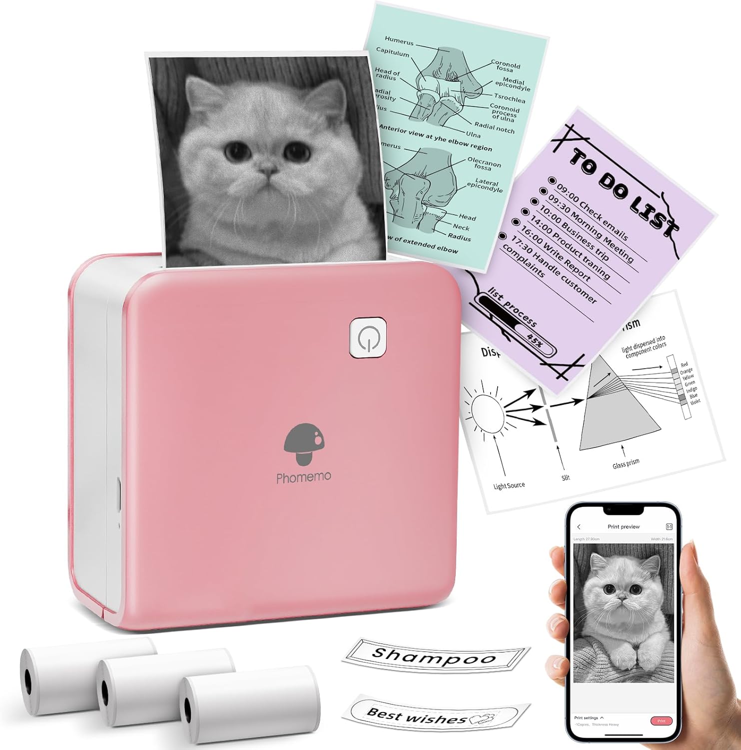 Phomemo M02 Pro Mini Stampante Fotografica 300 DPI, Rosa - immagine 1