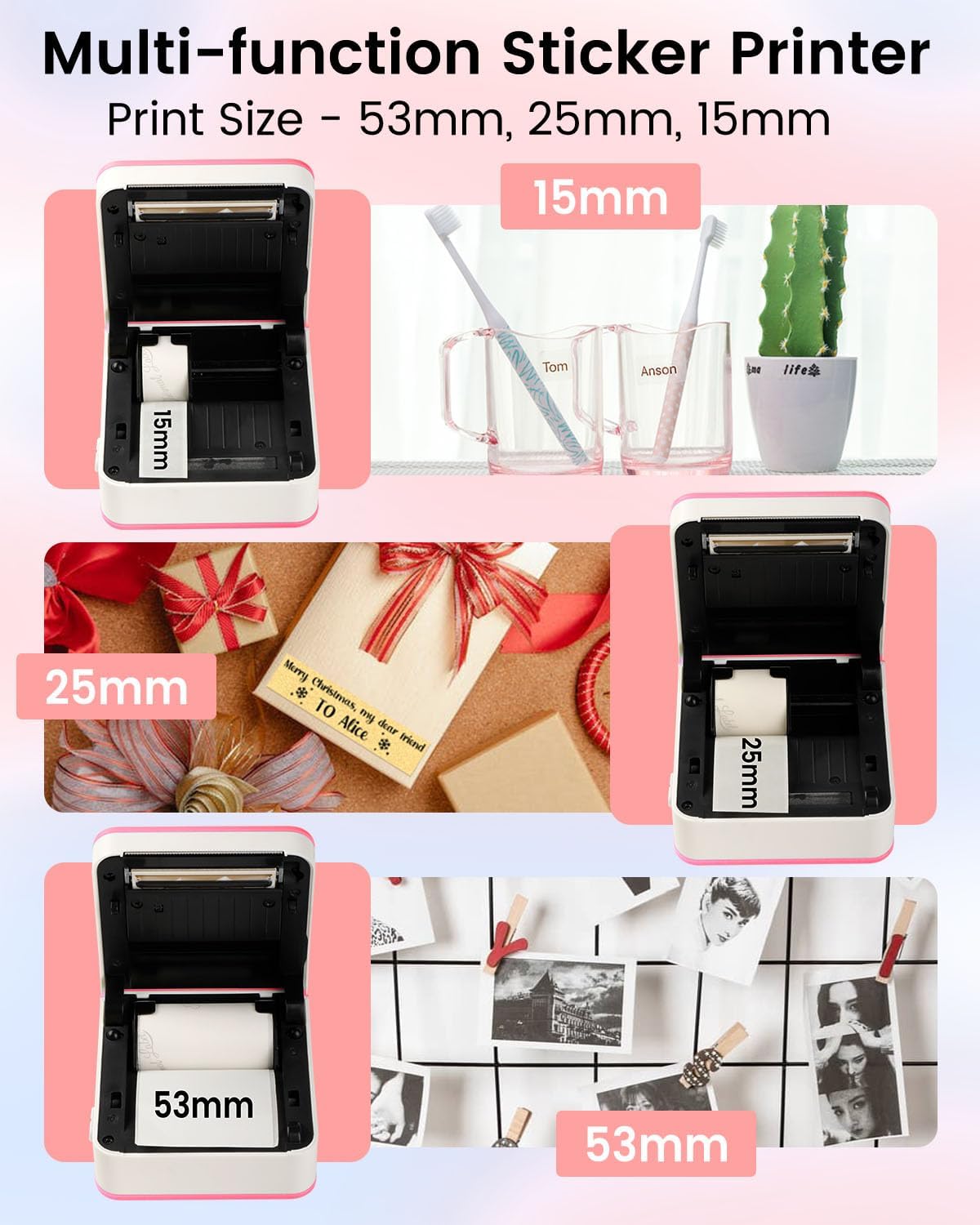 Phomemo M02 Pro Mini Stampante Fotografica 300 DPI, Rosa - immagine 4