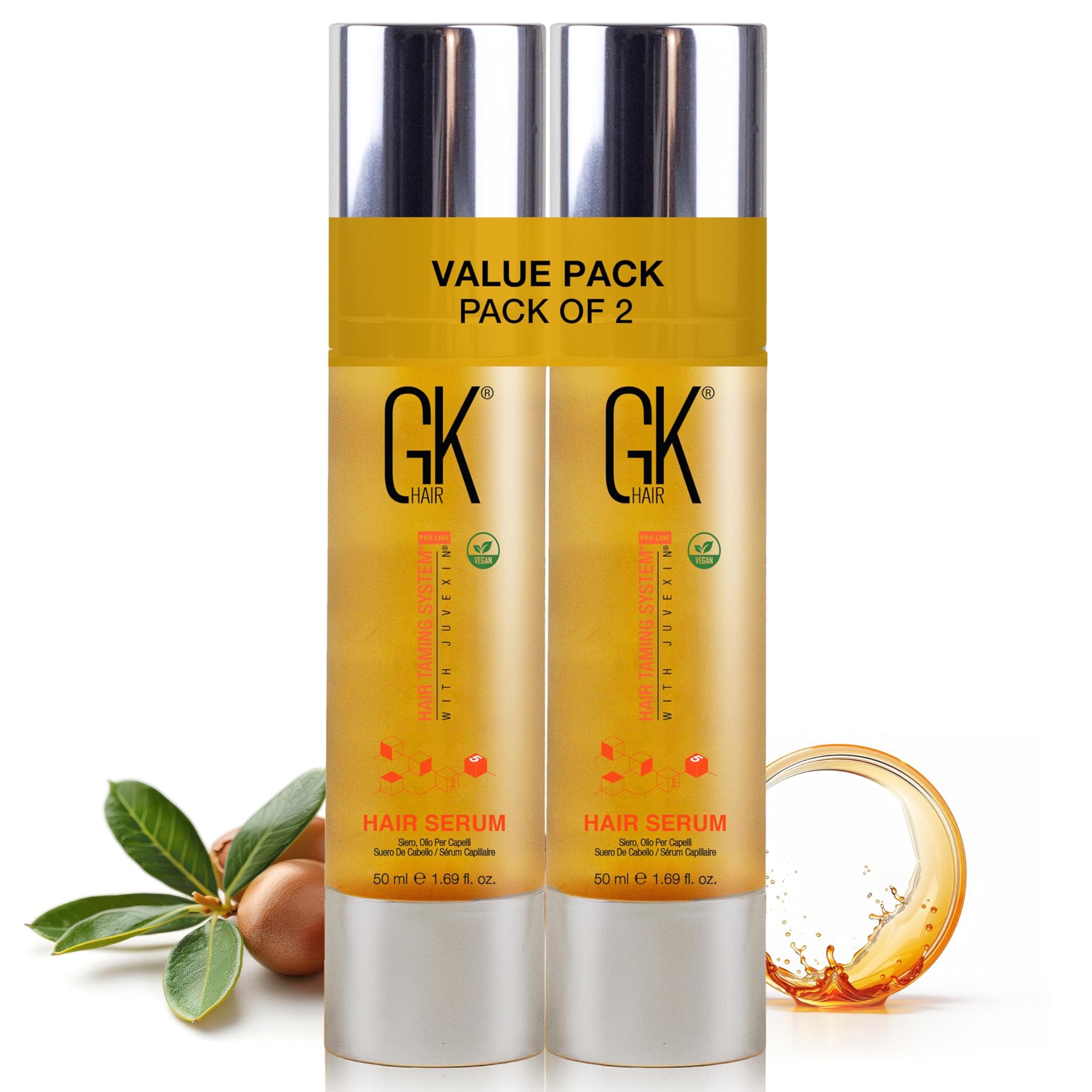 Gk Hair Olio per Capelli all'Argan Biologico (2x 1.69 Fl Oz)