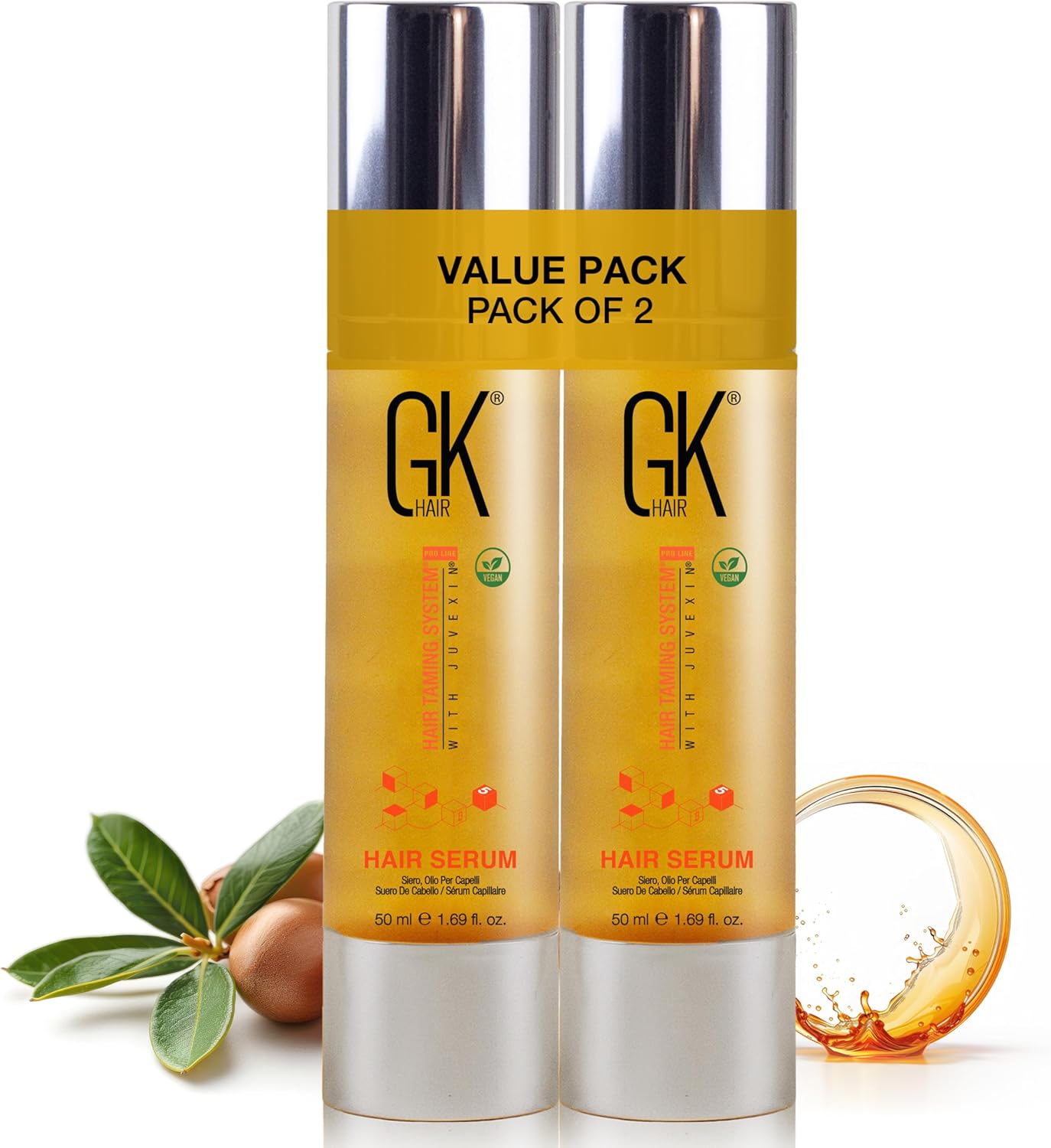 Gk Hair Olio per Capelli all'Argan Biologico (2x 1.69 Fl Oz) - immagine 1