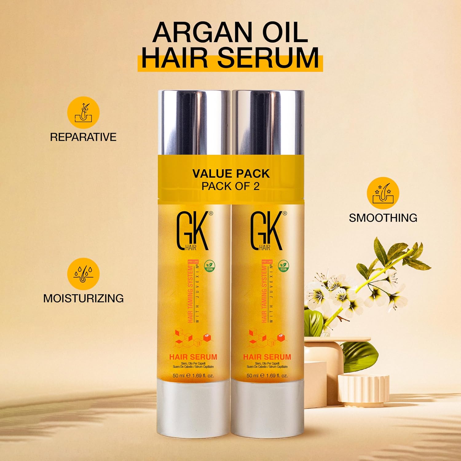 Gk Hair Olio per Capelli all'Argan Biologico (2x 1.69 Fl Oz) - immagine 6