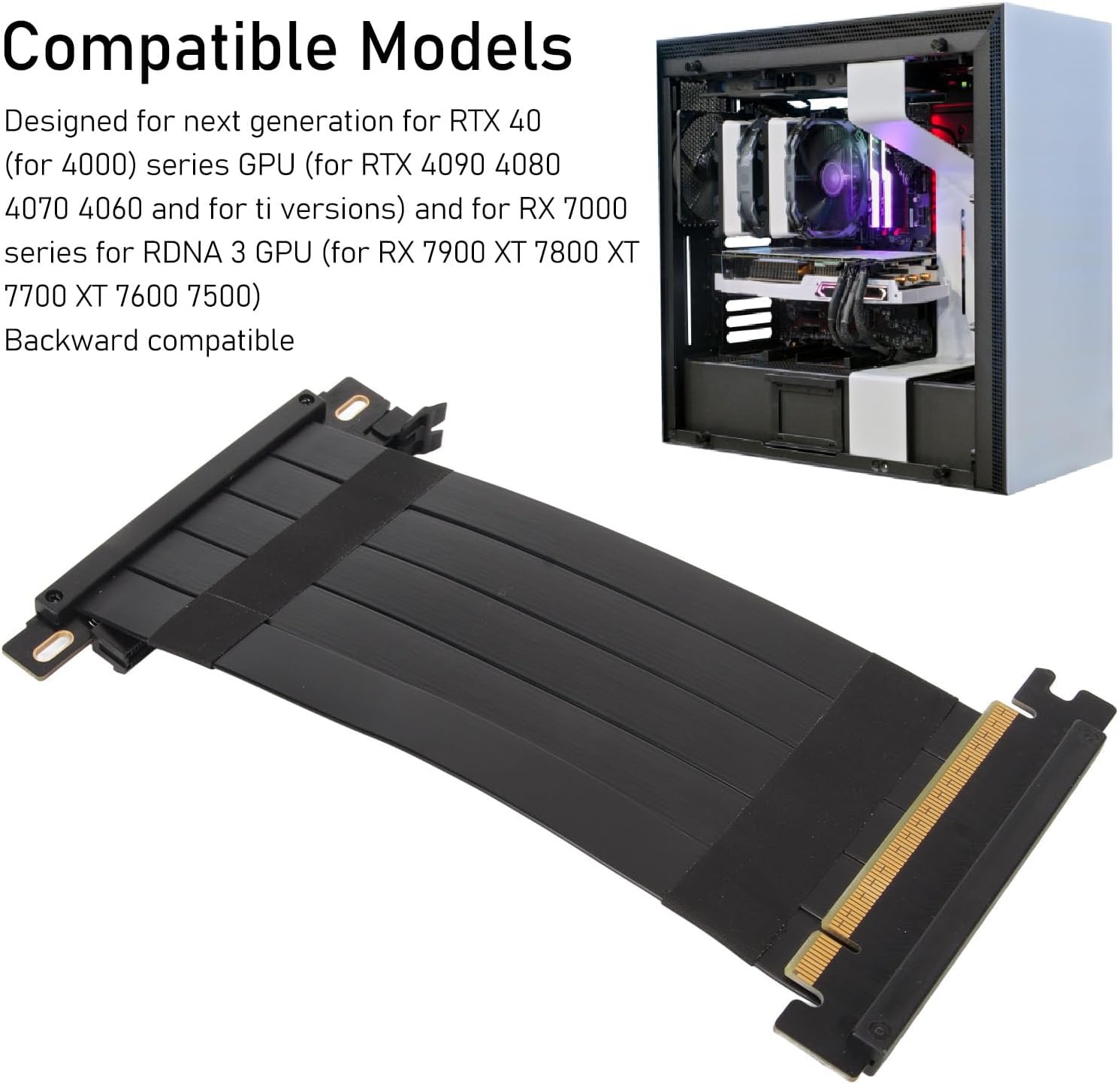 Annadue Cavo Riser PCIE 4.0 per Scheda Grafica, Nero - immagine 4