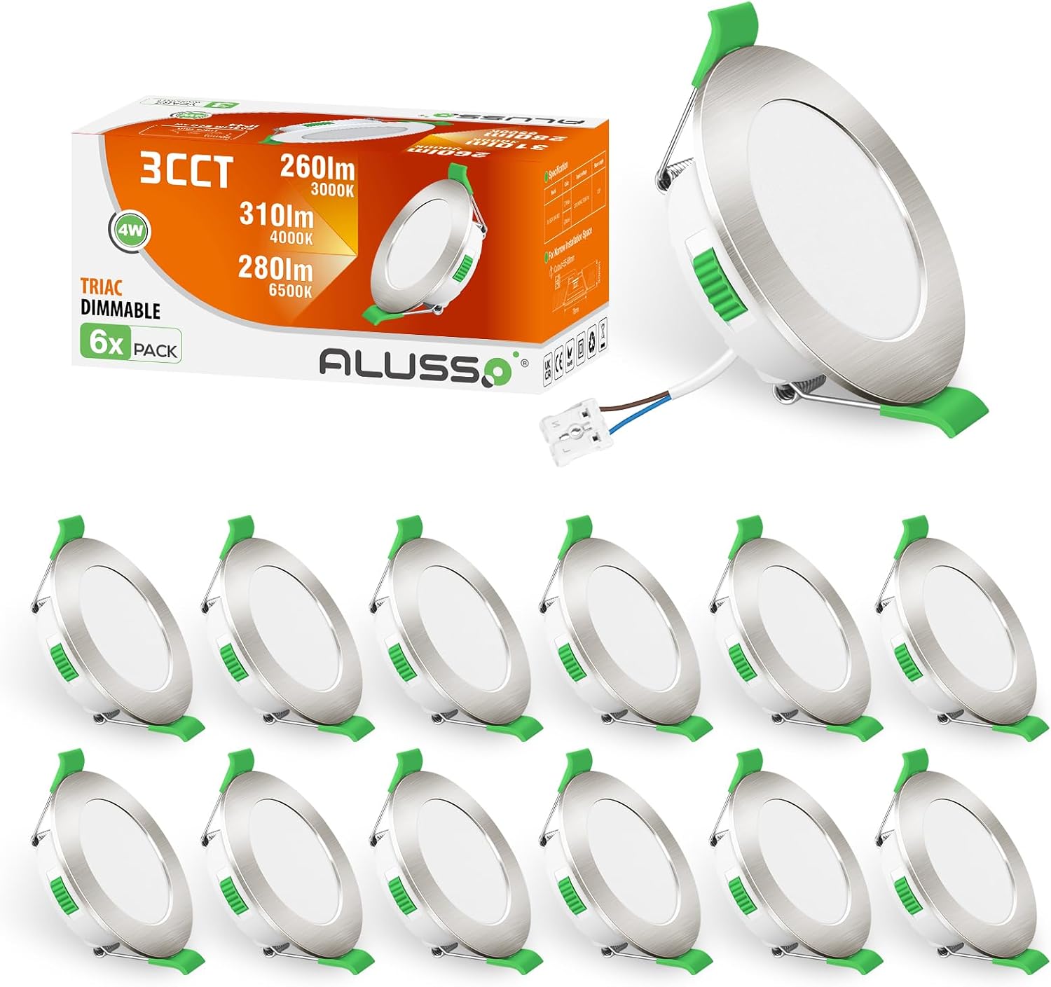Alusso 12 Faretti LED da Incasso 4W 310 Lumen