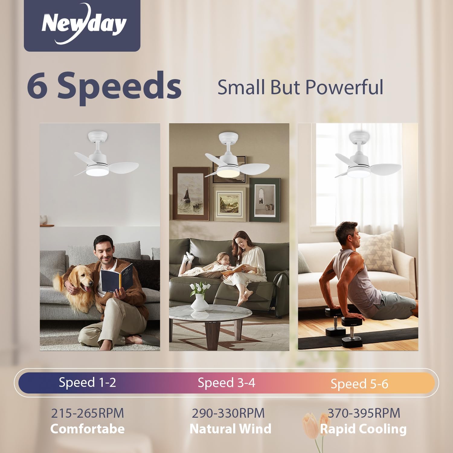 Newday Ventilatore da Soffitto con Luce e Telecomando 61cm - immagine 6