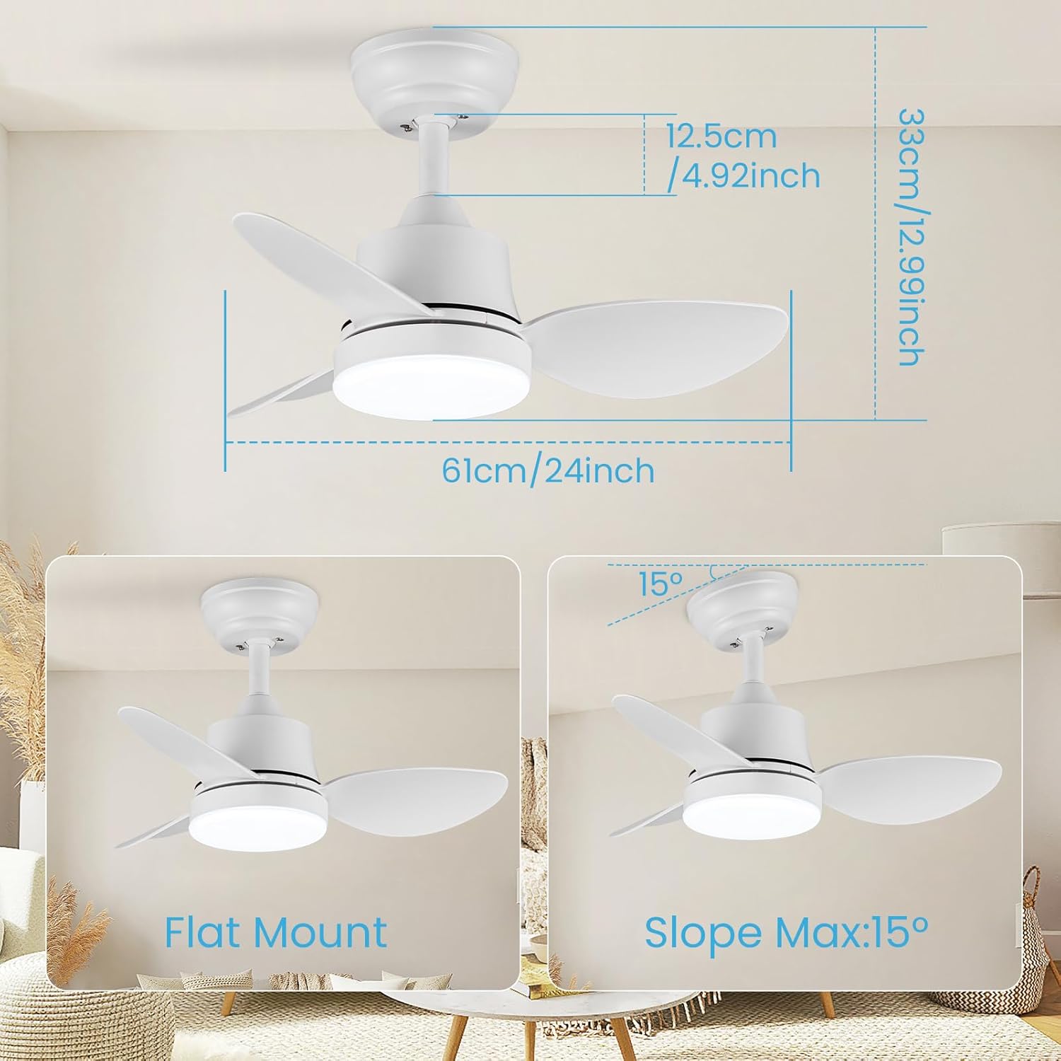 Newday Ventilatore da Soffitto con Luce e Telecomando 61cm - immagine 7