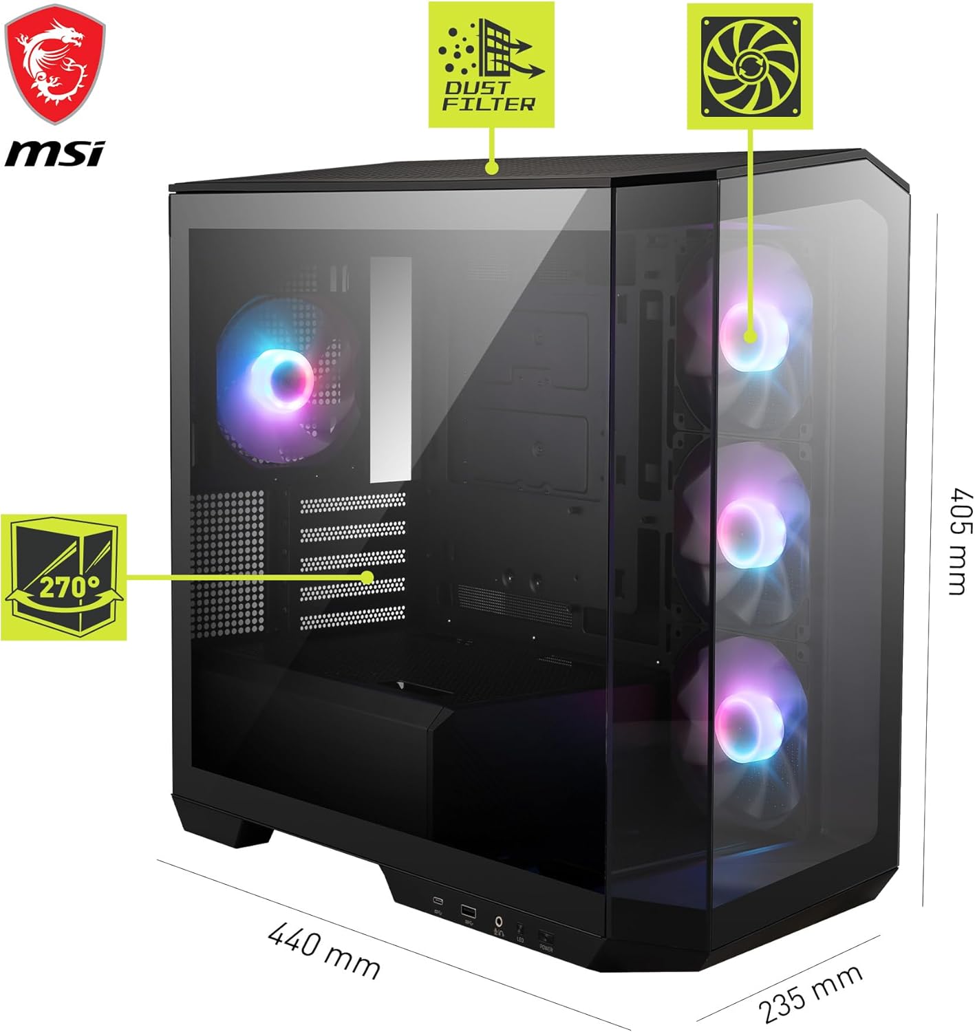 Msi MAG PANO M100R PZ - Case Micro-ATX USB-C - immagine 3