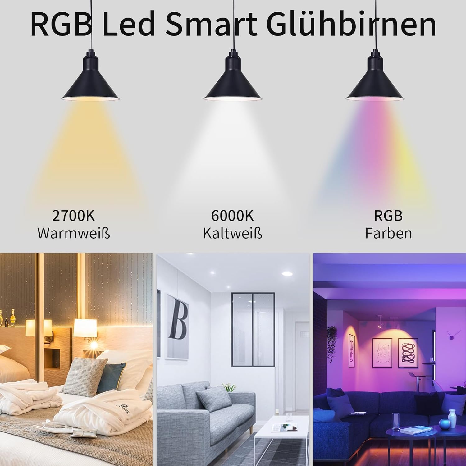 I-shunfa WiFi RGBWW E27 Lampadina Smart 10W, 2 Pezzi - immagine 3