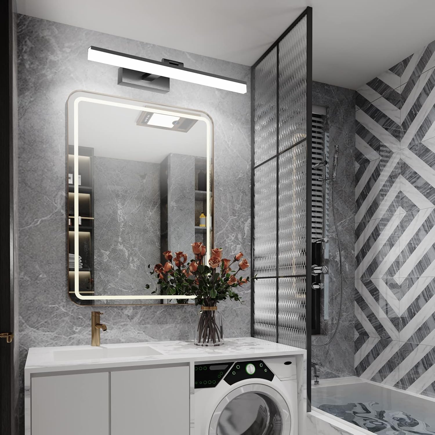 Klighten Lampada da Specchio LED Bagno 16W 50cm, Nero - immagine 4