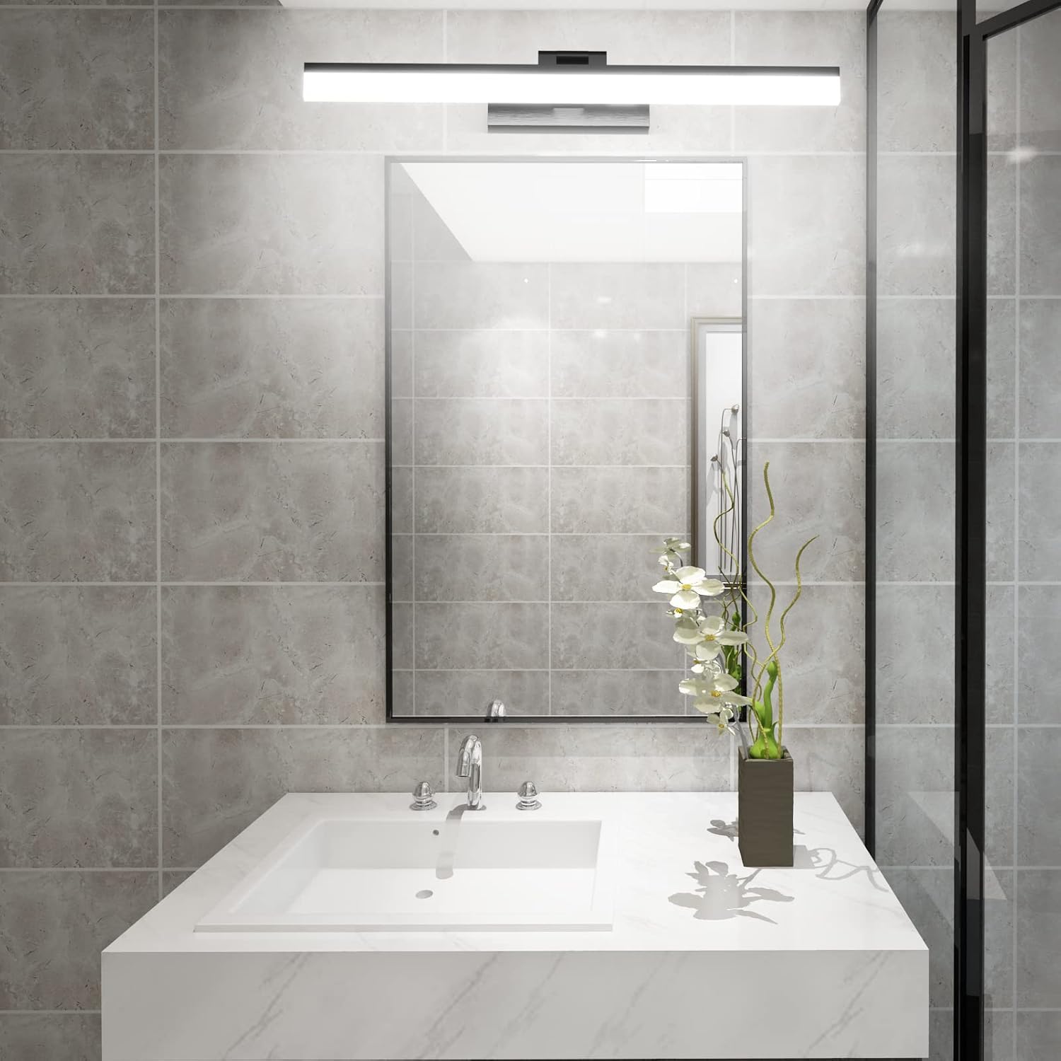 Klighten Lampada da Specchio LED Bagno 16W 50cm, Nero - immagine 6