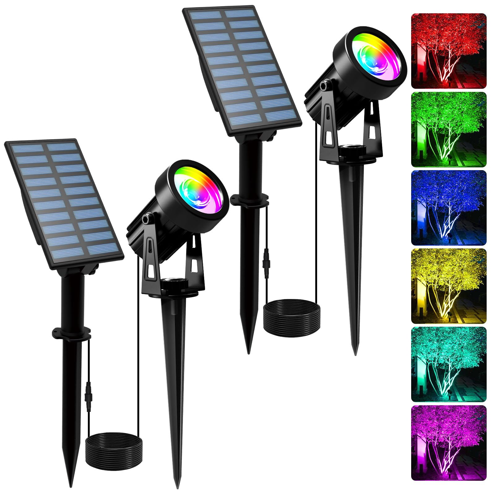 T-sunus Faretti Solari da Giardino RGB 6 Colori (2 Pezzi)