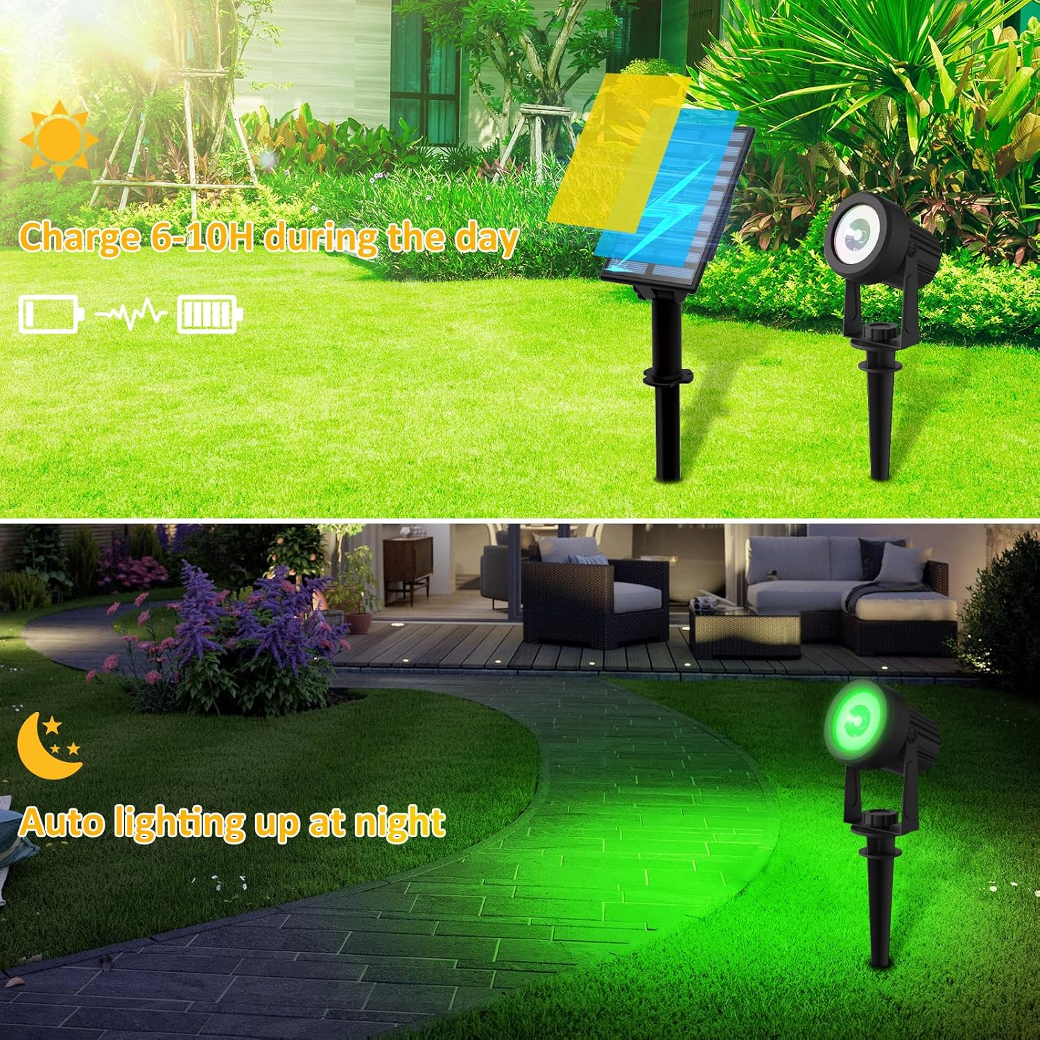 T-sunus Faretti Solari da Giardino RGB 6 Colori (2 Pezzi) - immagine 3