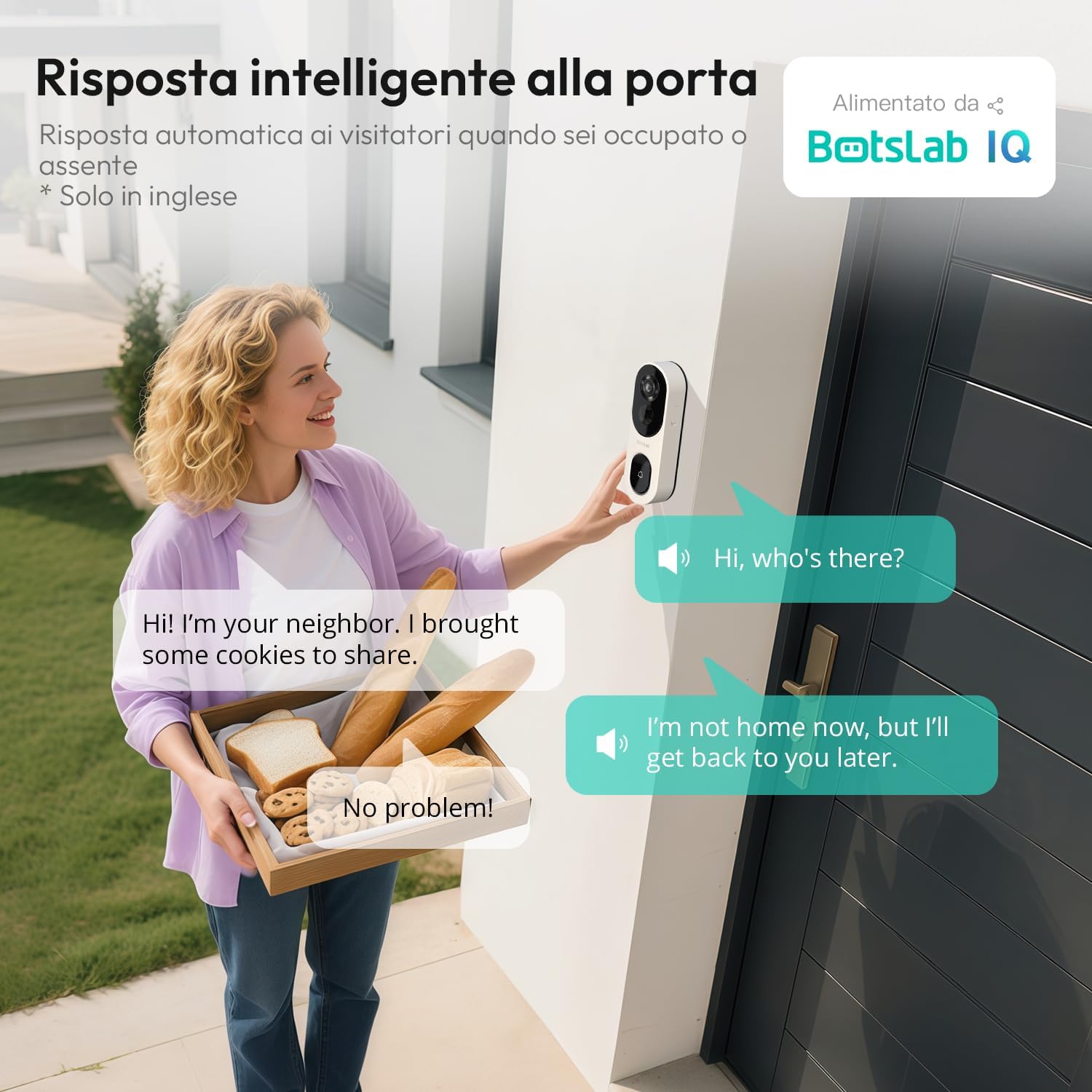 Botslab 2K Videocitofono Wi-Fi con Chime, Nero - immagine 5