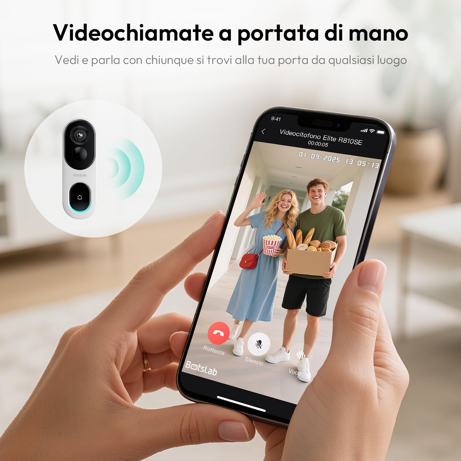 Botslab 2K Videocitofono Wi-Fi con Chime, Nero - immagine 7