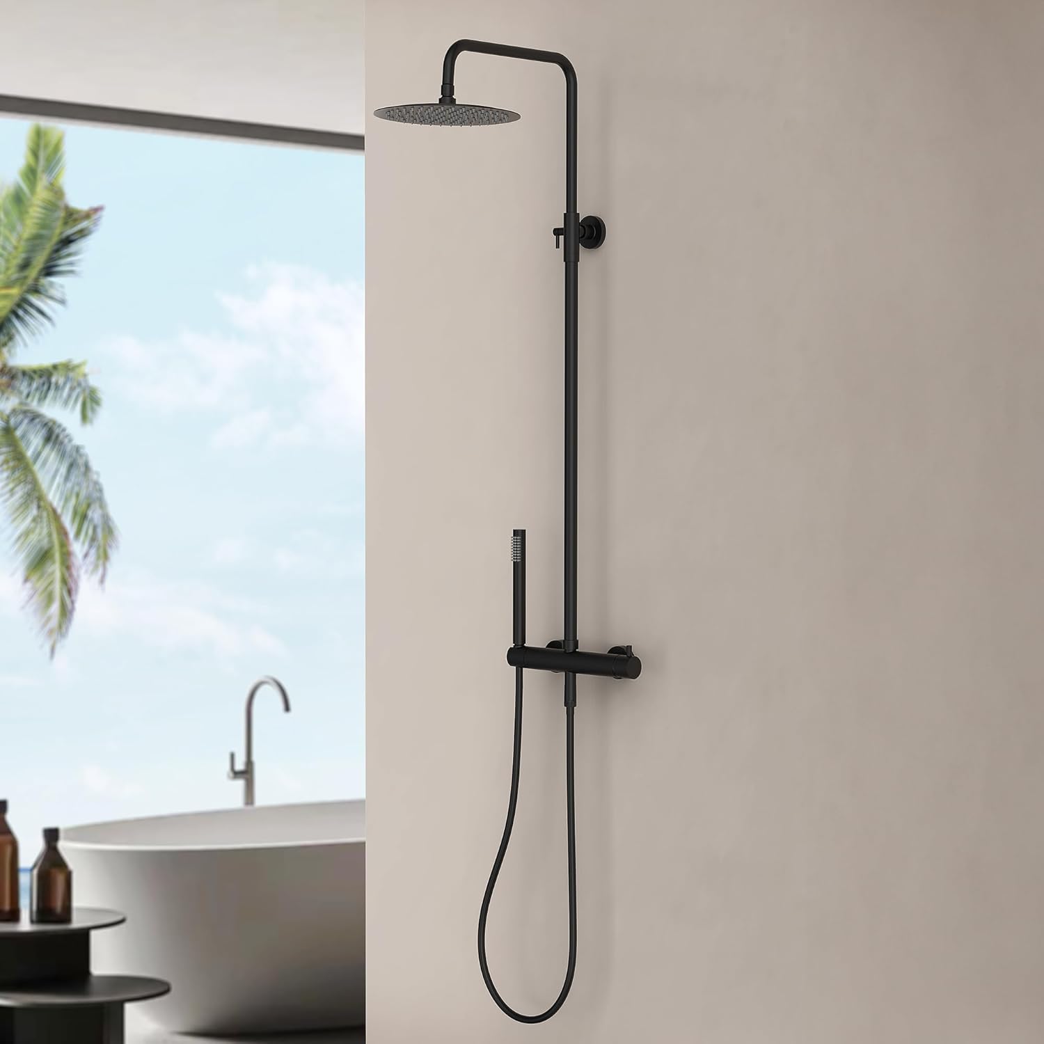 Marwell Set Doccia Classico Nero 88-118 x 20 cm