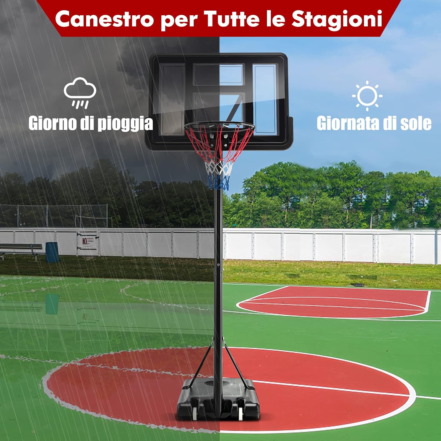 Costway Canestro da Basket Regolabile 130-305 cm - immagine 3