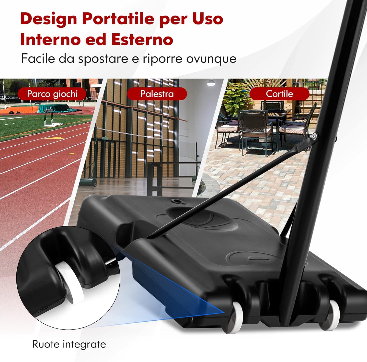 Costway Canestro da Basket Regolabile 130-305 cm - immagine 5