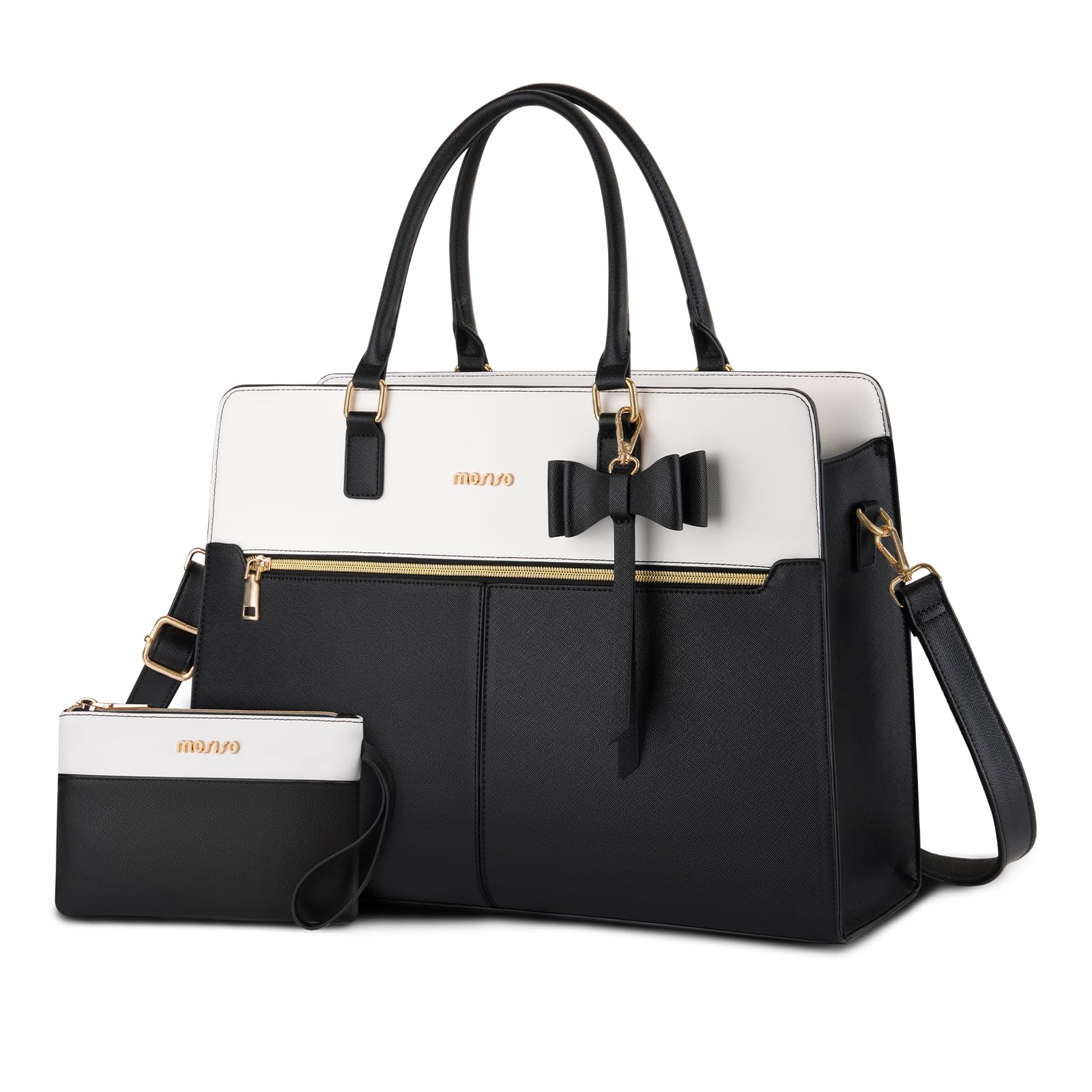 Mosiso Borsa Tote Laptop Donna 15.6 Pollici, Nera