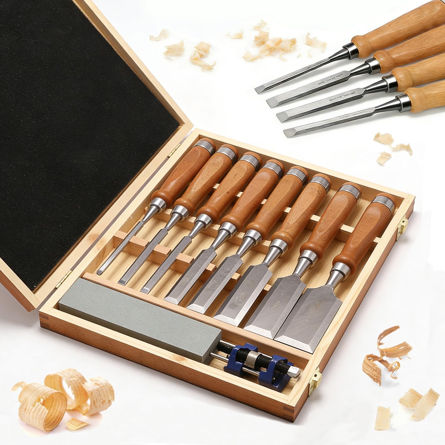 Set 8 Scalpelli per Legno da 1/4" a 2" - immagine 1