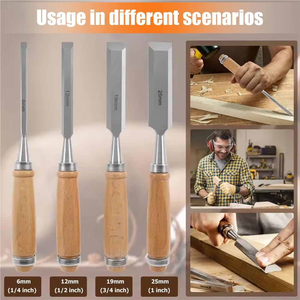 Set 8 Scalpelli per Legno da 1/4" a 2" - immagine 5