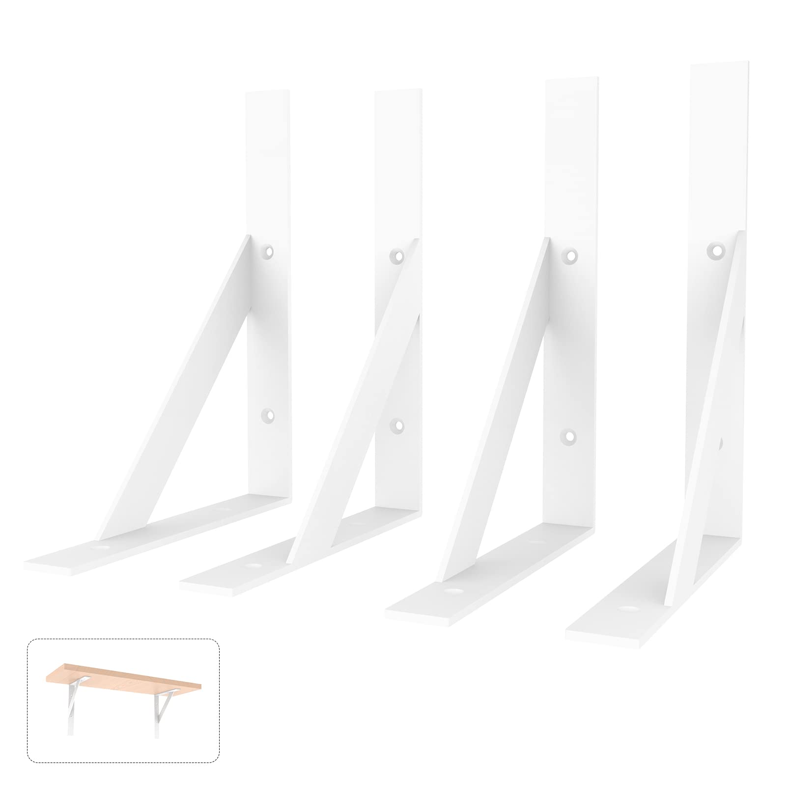 SPOROOT 4 Pezzi Staffe per Mensole Pesanti 200x255mm, Bianco