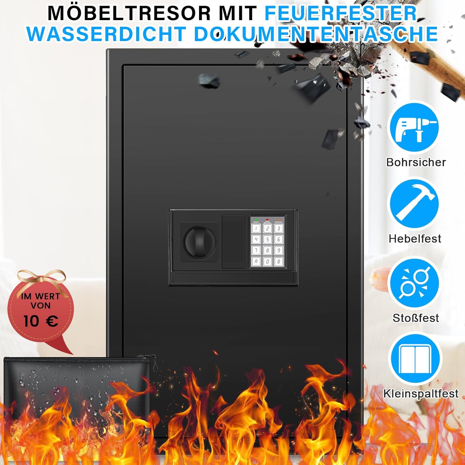 Cassaforte Ignifuga e Impermeabile 82L con Chiavi Emergenza - immagine 4