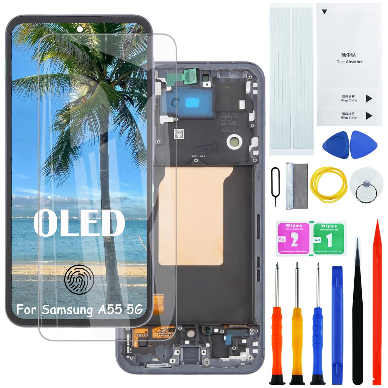 H&LYCYJ - Display OLED per Samsung Galaxy A55 5G, Nero