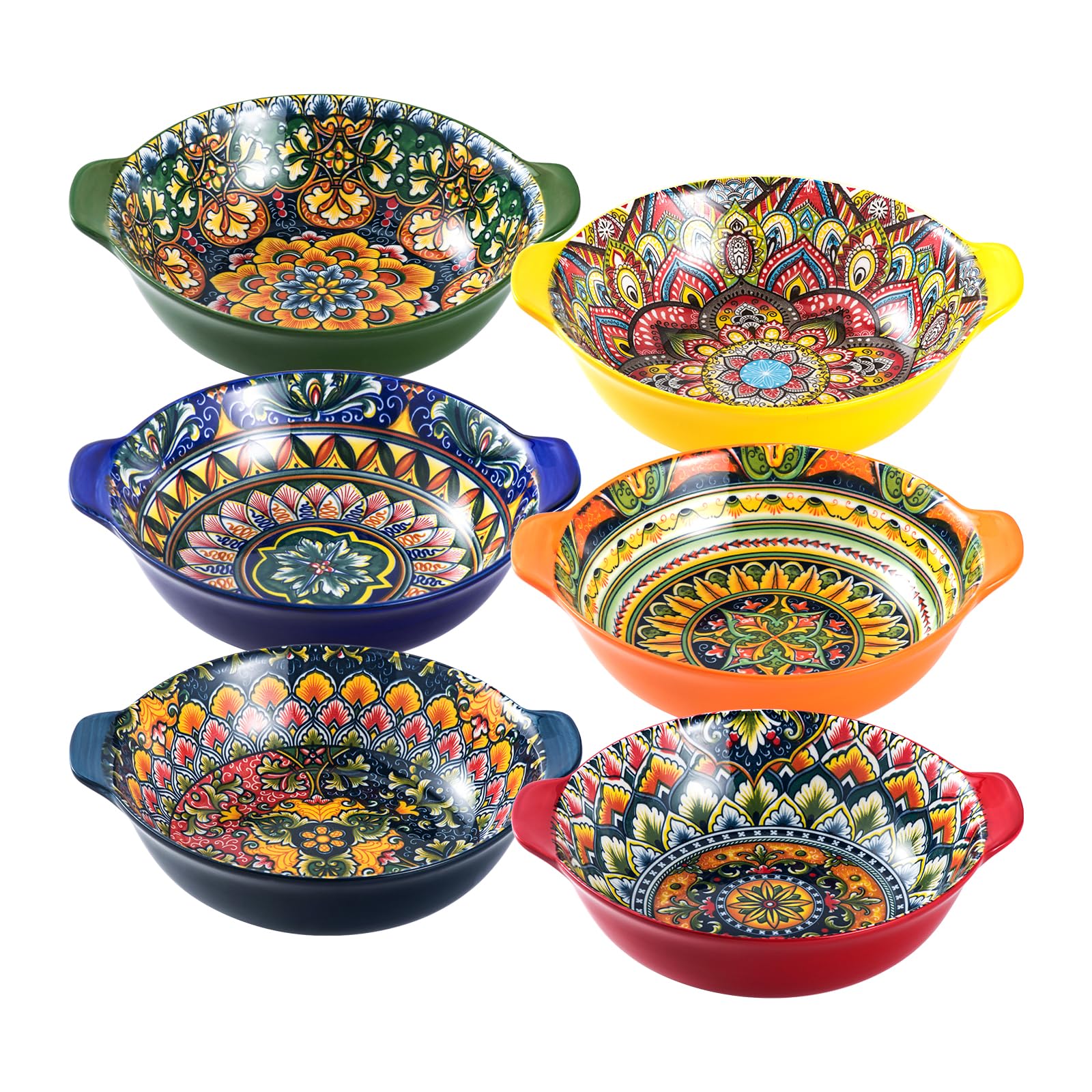 Henten Home Set 6 Ciotole Ceramica Stile Bohémien Colorato