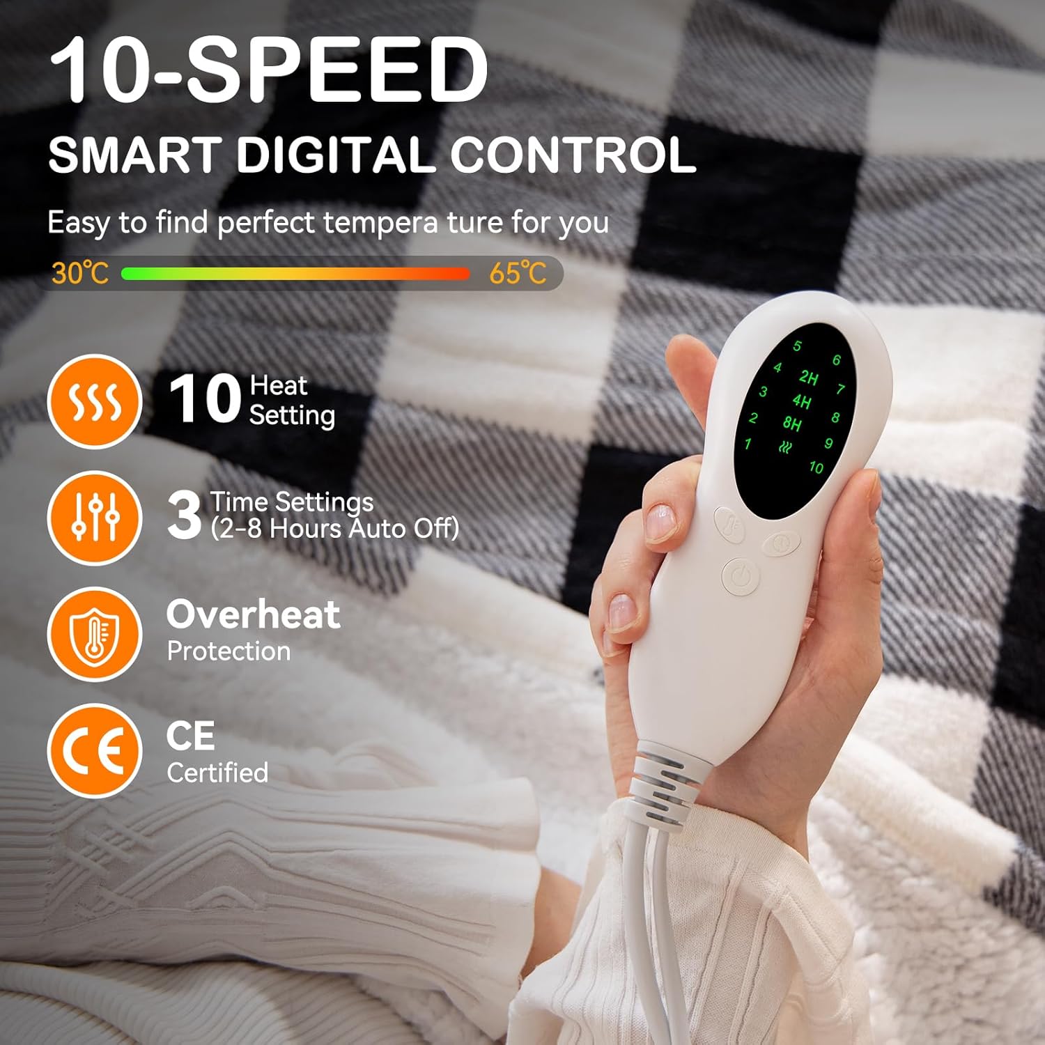 Coperta Termica 152x127cm con 10 Modalità Riscaldamento - immagine 2