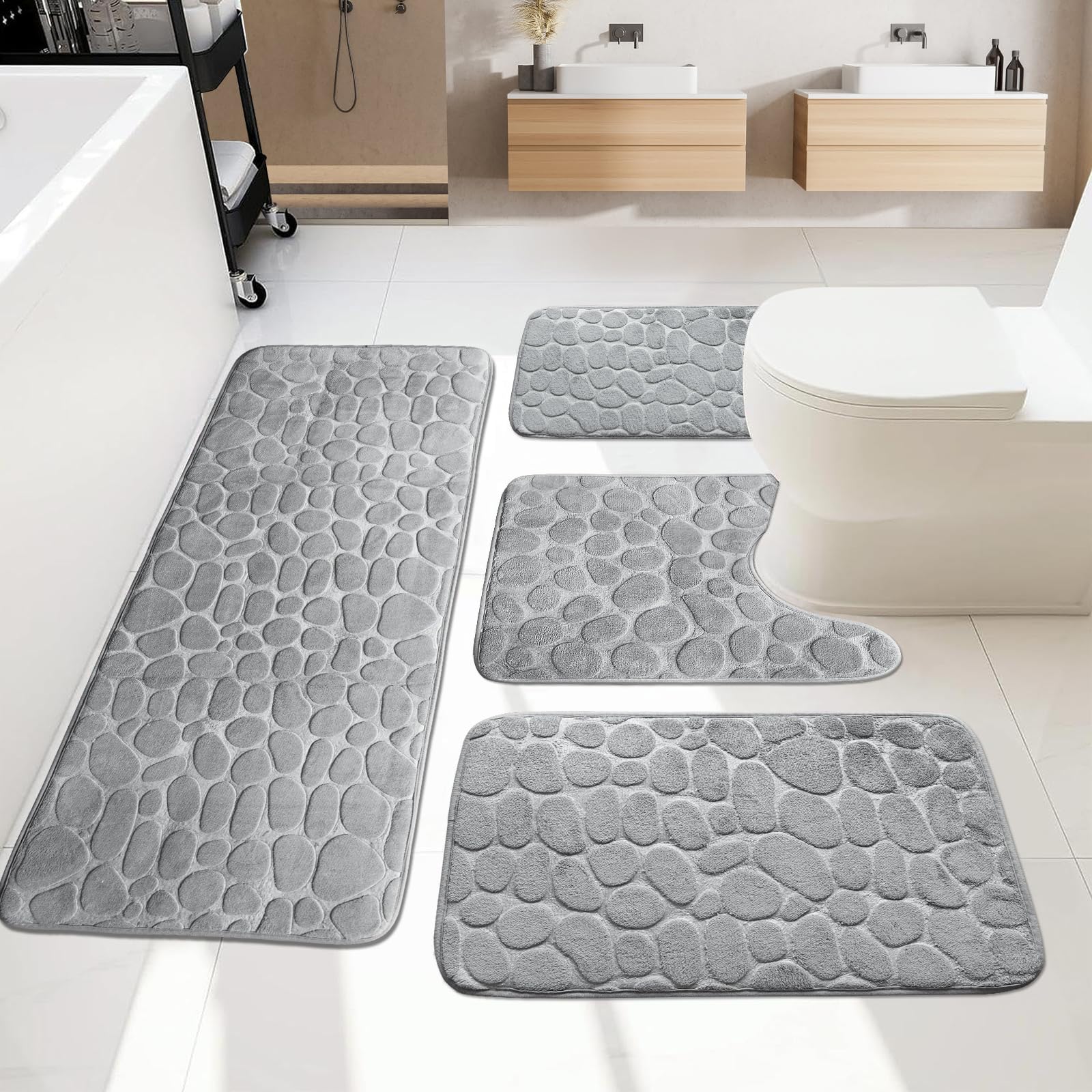 Set Tappeto Bagno 4 Pezzi in Memory Foam