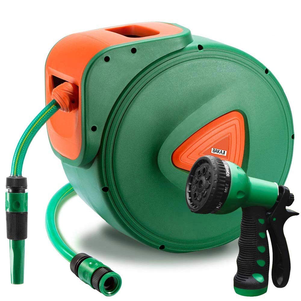 Bakaji Avvolgitubo da Giardino con Blocco Automatico 30 Metri