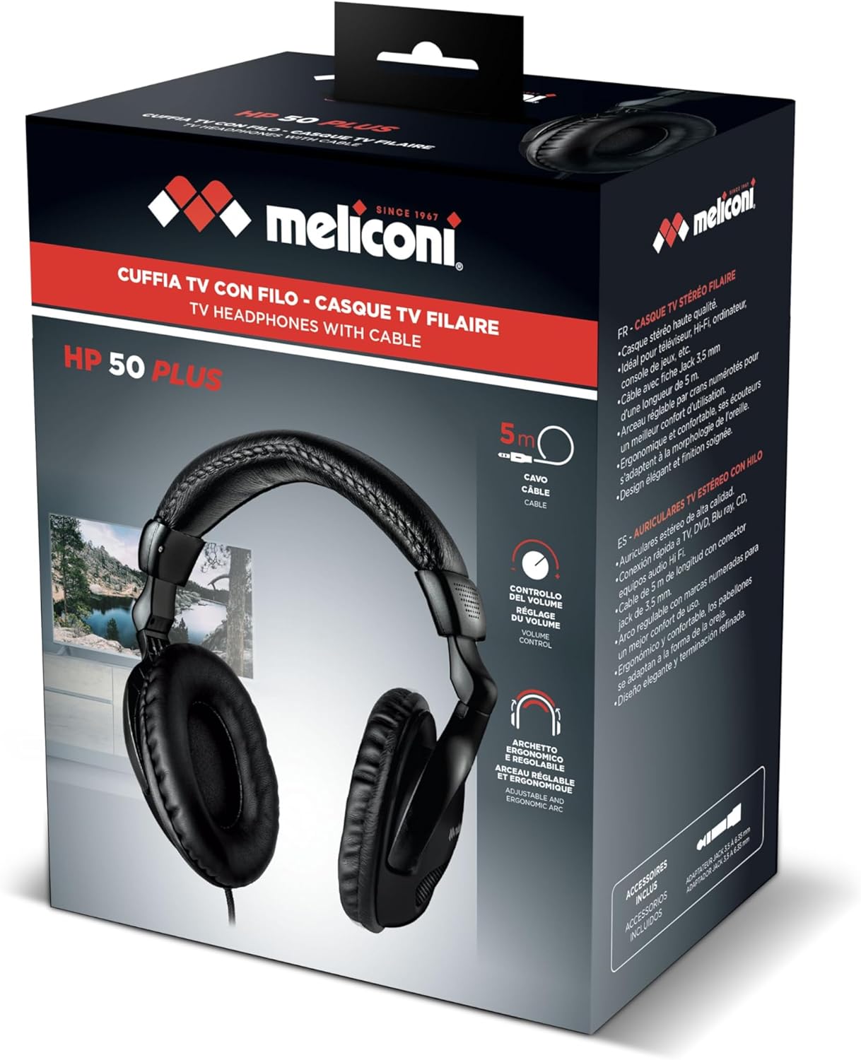 Meliconi HP 50 plus - Cuffie con Cavo Audio 5m - immagine 3