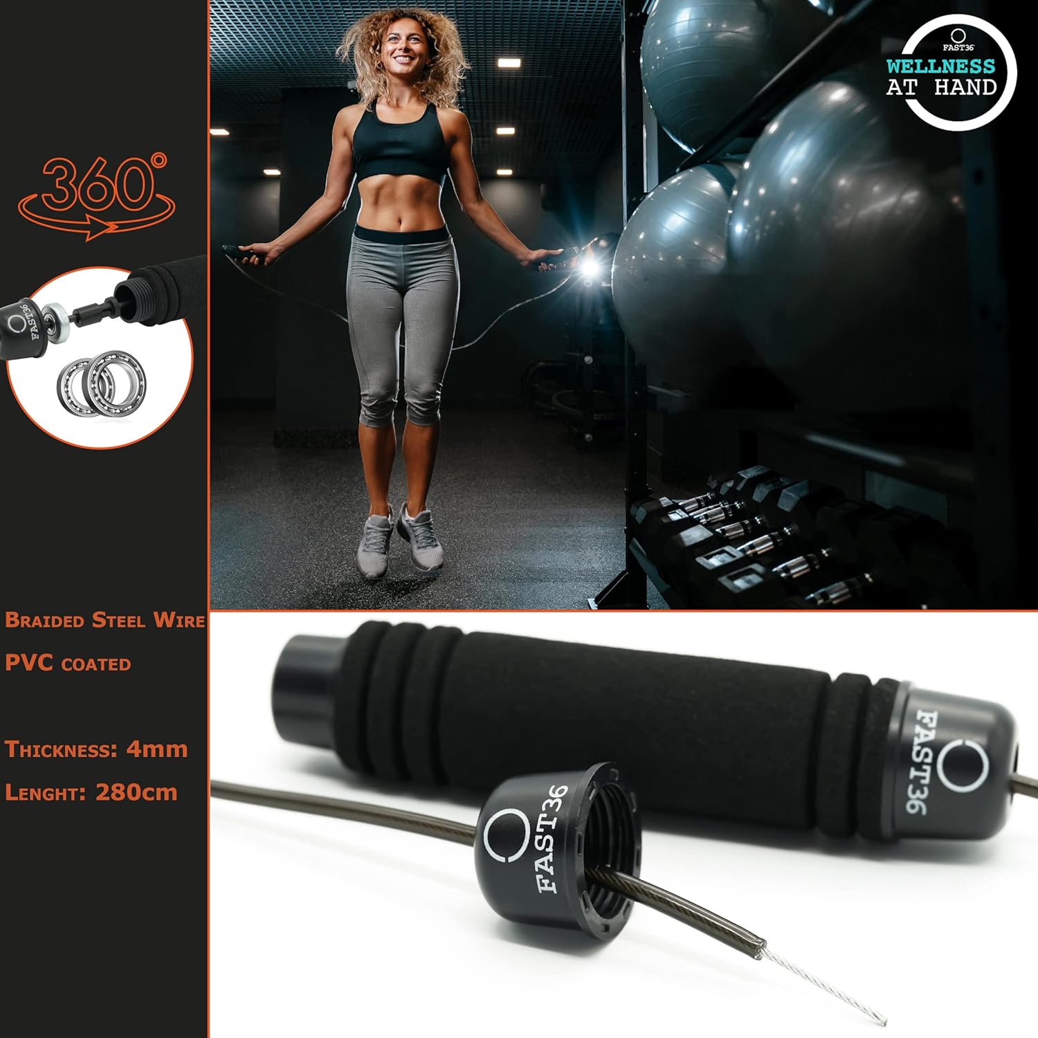 Fast36 Corda per Saltare Professionale Regolabile - immagine 3