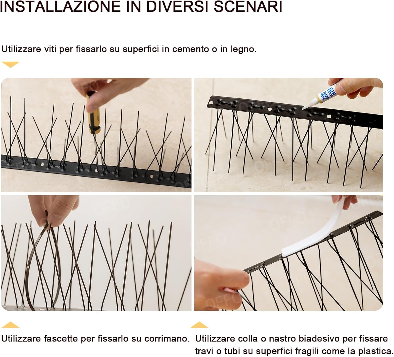 OFFO Dissuasori per Piccioni Pre-assemblati 19,82m, Nero - immagine 5