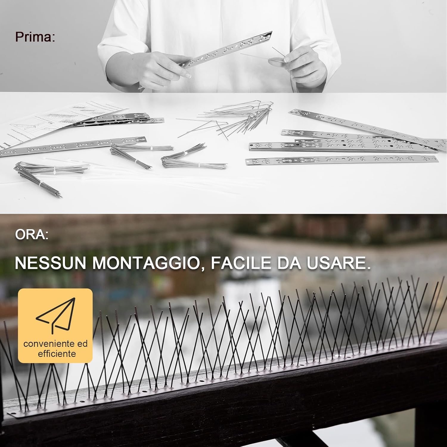 OFFO Dissuasori per Piccioni Pre-assemblati 19,82m, Nero - immagine 6