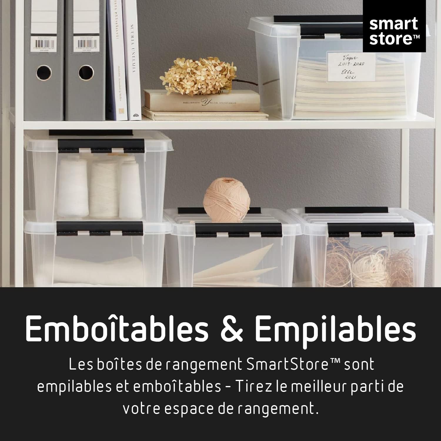 Smartstore Scatole Stoccaggio Trasparente 32L, Pacco da 3 - immagine 3