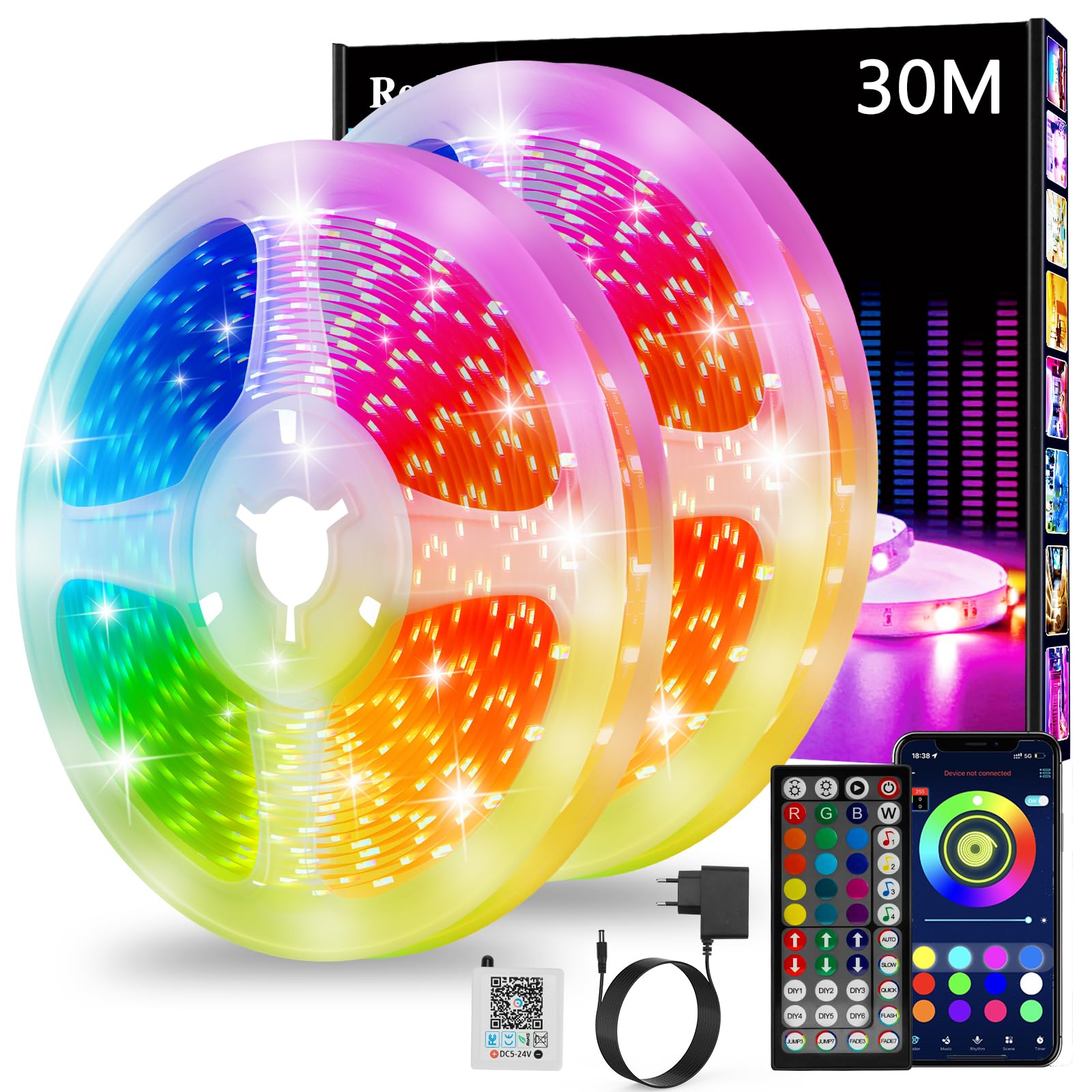 Striscia LED 30M Cambia Colore con APP Bluetooth