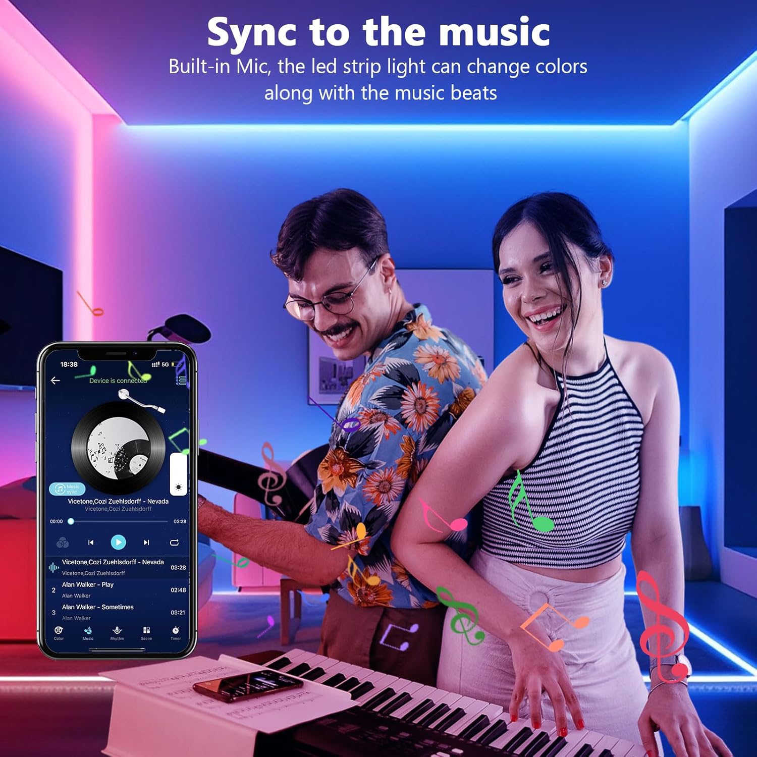 Striscia LED 30M Cambia Colore con APP Bluetooth - immagine 4